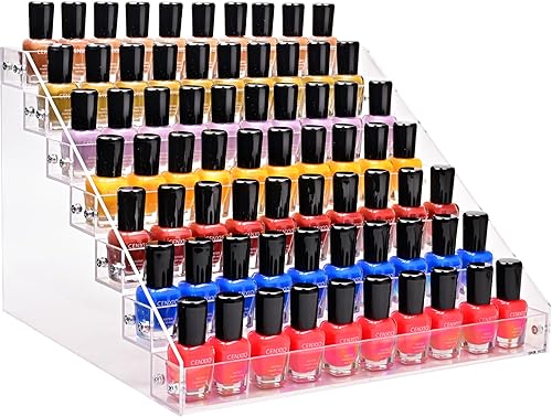 Kingtaily Organizador de 7 capas de gran capacidad, acrílico transparente para uñas, aceite esencial, lápiz labial y gafas de sol