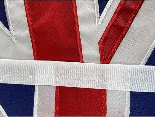 Miniatura 10 de Homissor Bandera británica de algodón de 3 x 5 pulgadas, bandera de Inglaterra, bordado de rayas cosidas, bandera del Reino Unido, resistente al