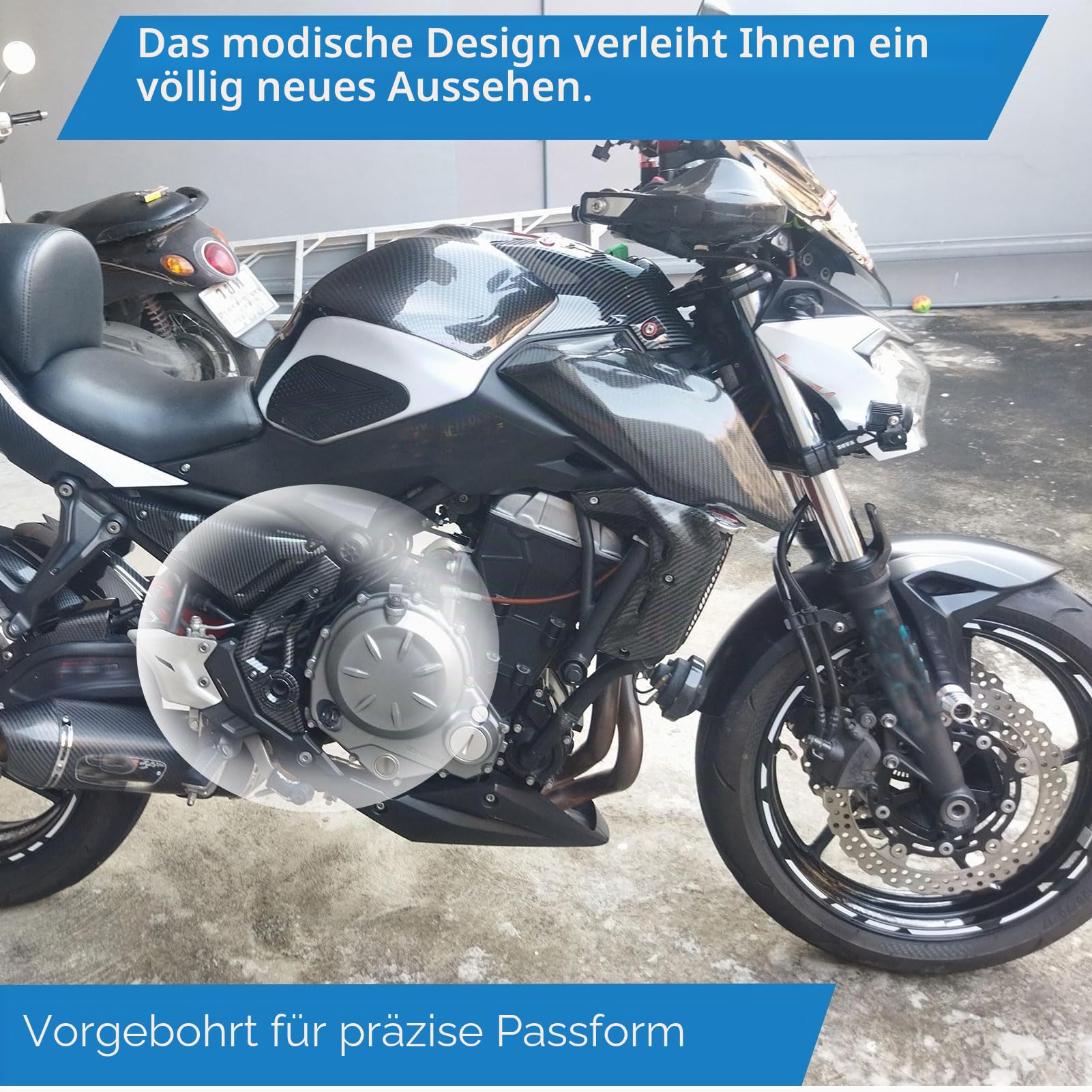 Rahmen Seite Abdeckung Gugel Panel Blenden Verkleidung Schutz Protector passend für Ka&wa&sa&ki Ninja 650 Z-650 NINJA650 Z650 2017-2024 Motorrad zubehör (Schwarz matt)