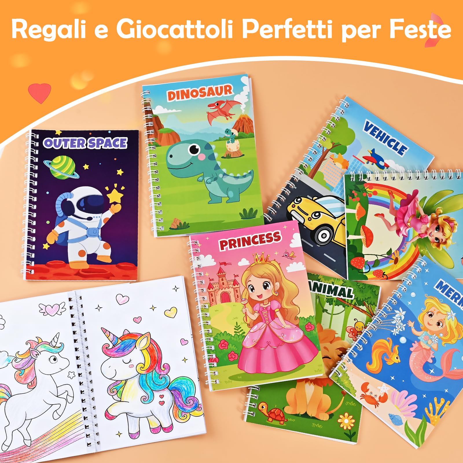 GOLDGE 24 Libri da Colorare Gadget Compleanno Bambini, Mini Libro da Colorare Set con Acquerelli Carta per Pittura Sacchetti Regalo Pennelli, Regalini fine Festa Compleanno 4-8 Anni