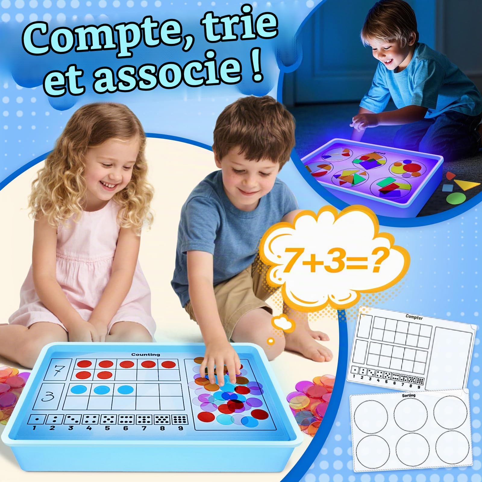 Yellcetoy Jouets Sensoriels pour Autisme, Table Lumineuse à Dessin pour Enfants Table d'Activité à Changement de Couleur, Jouets Éducatifs pour TDAH TSA, pour la Maison et l'École