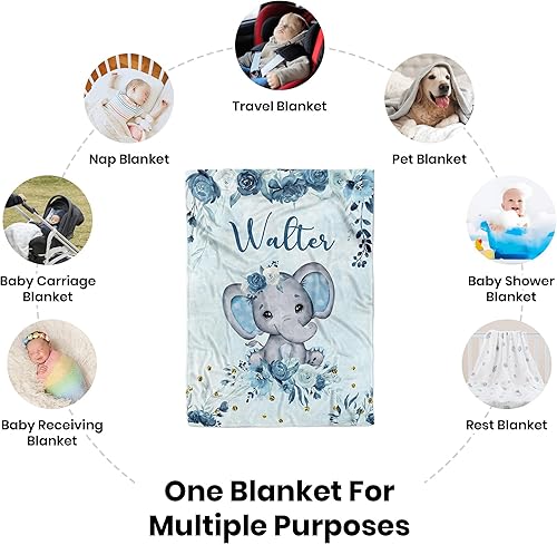 Miniatura 7 de UJDUYSD Manta de bebé personalizada para niños, manta de bebé personalizada con nombre, suave y acogedora manta personalizada con nombre para niños,