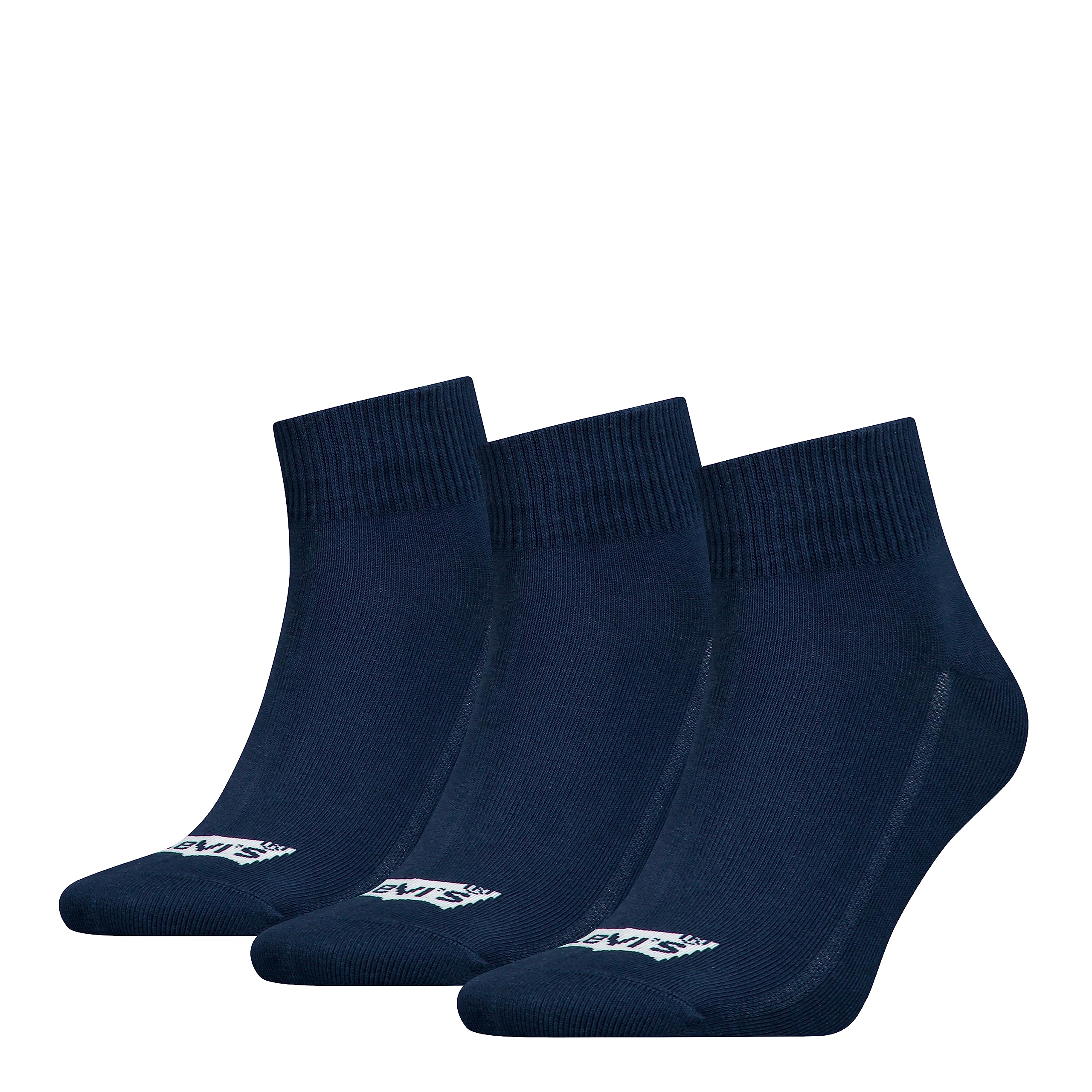 Levi's Unisex Recycled Cotton Quarter Socks, Navy, 43/46