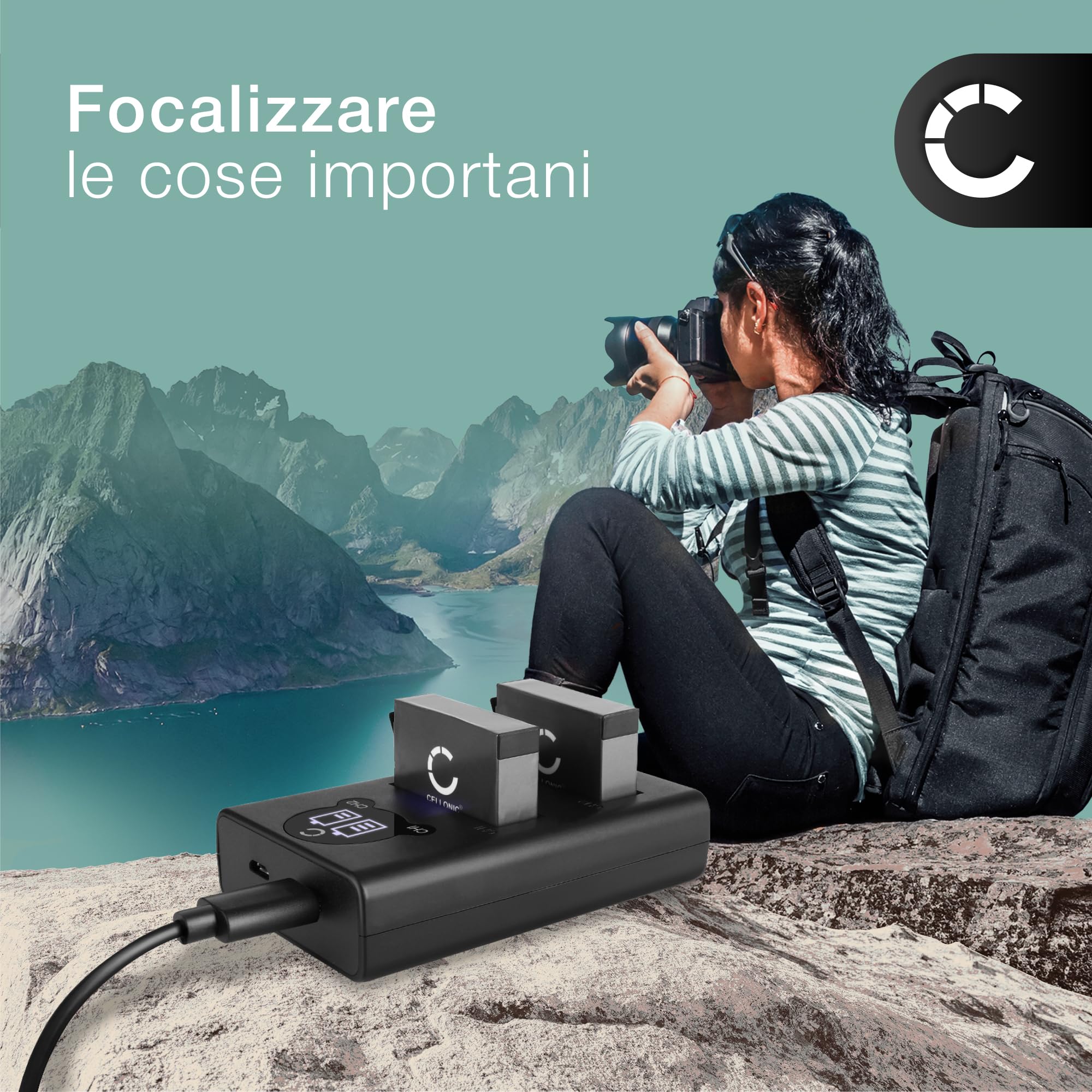 CELLONIC 2x Batteria per Fotocamera Compatibile con GoPro Hero 4, Hero 4 Black, Hero 4 Silver, 335-06532-000 – (1160mAh, 3.8V) + Caricabatterie Doppio