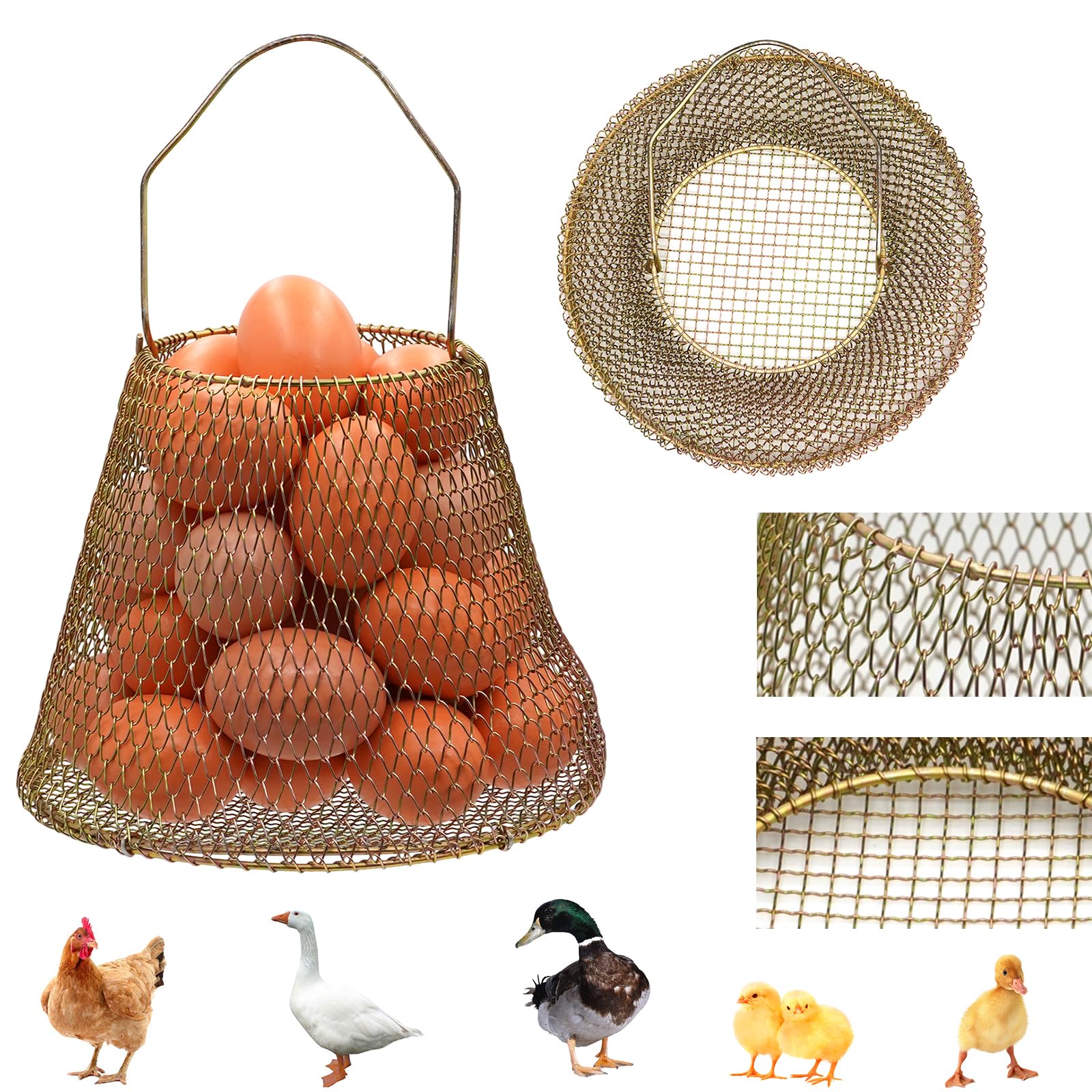 2 cestas de huevos para recoger huevos frescos, cesta de recogida de huevos, cestas de huevos para granja de huevos frescos, cesta plegable con asa, adecuada para granja, refrigerador y almacenamiento