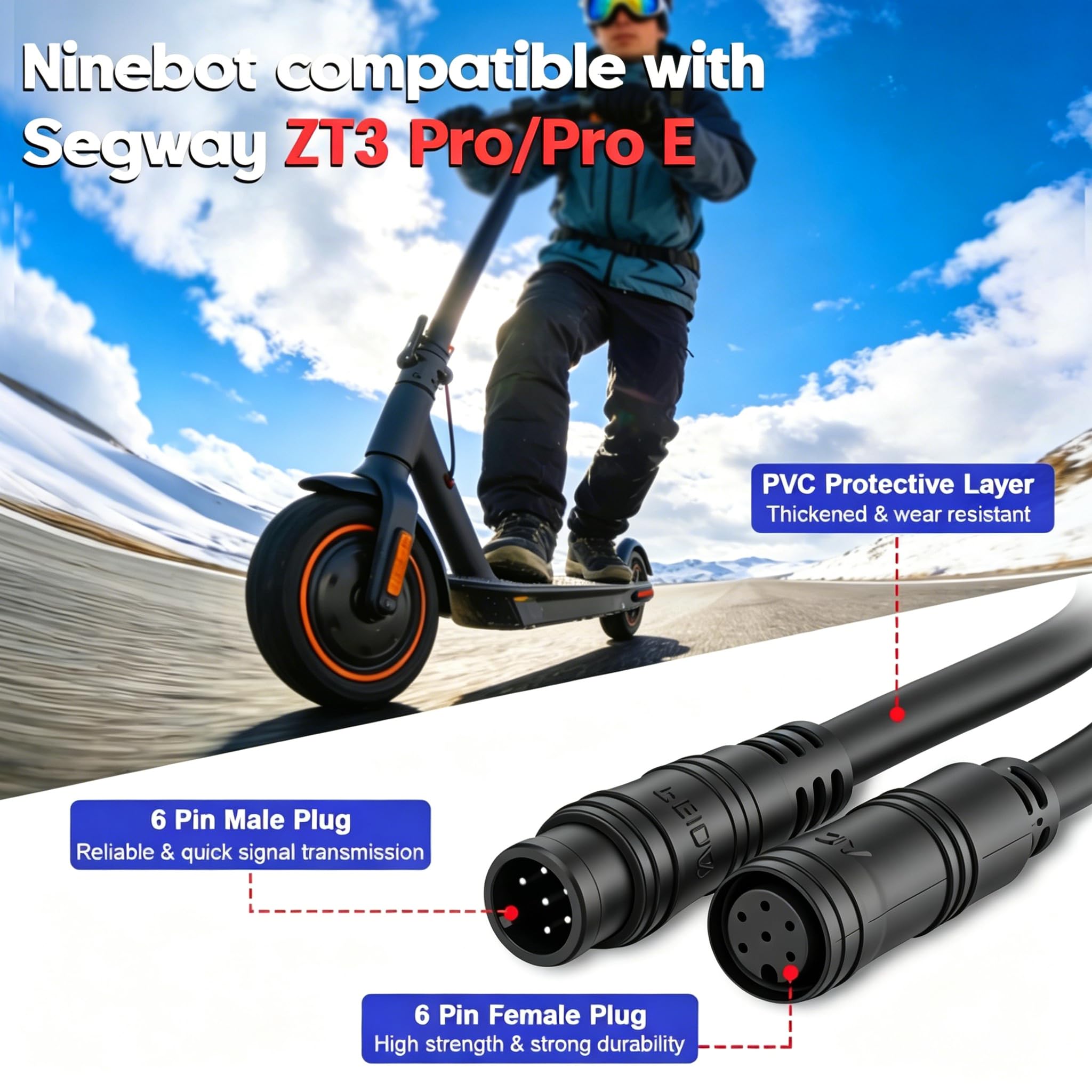Câble de Débridage pour Segway Ninebot ZT3 Pro/ZT3 Pro E,Accessoire Spécial pour Passage à 35-40 km/h,Câble de Connexion Plug & Play avec Bouton Intégré à Commutation Rapide