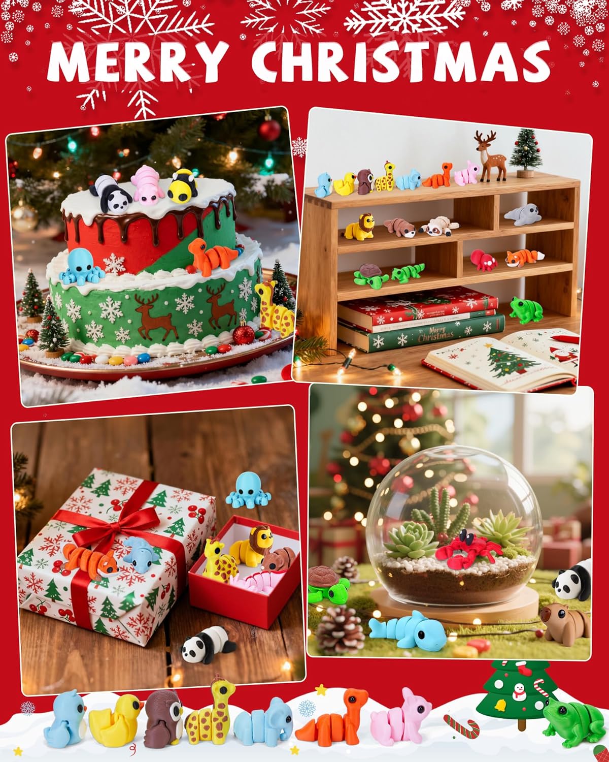 36 PCS Mini 3D Printed Animals Figurines Set, Adorable Articulated Flexible Desk Pets for Kids, Easter Basket Stuffers, Easter Gifts for Kids School, Classroom Rewards - Image 6