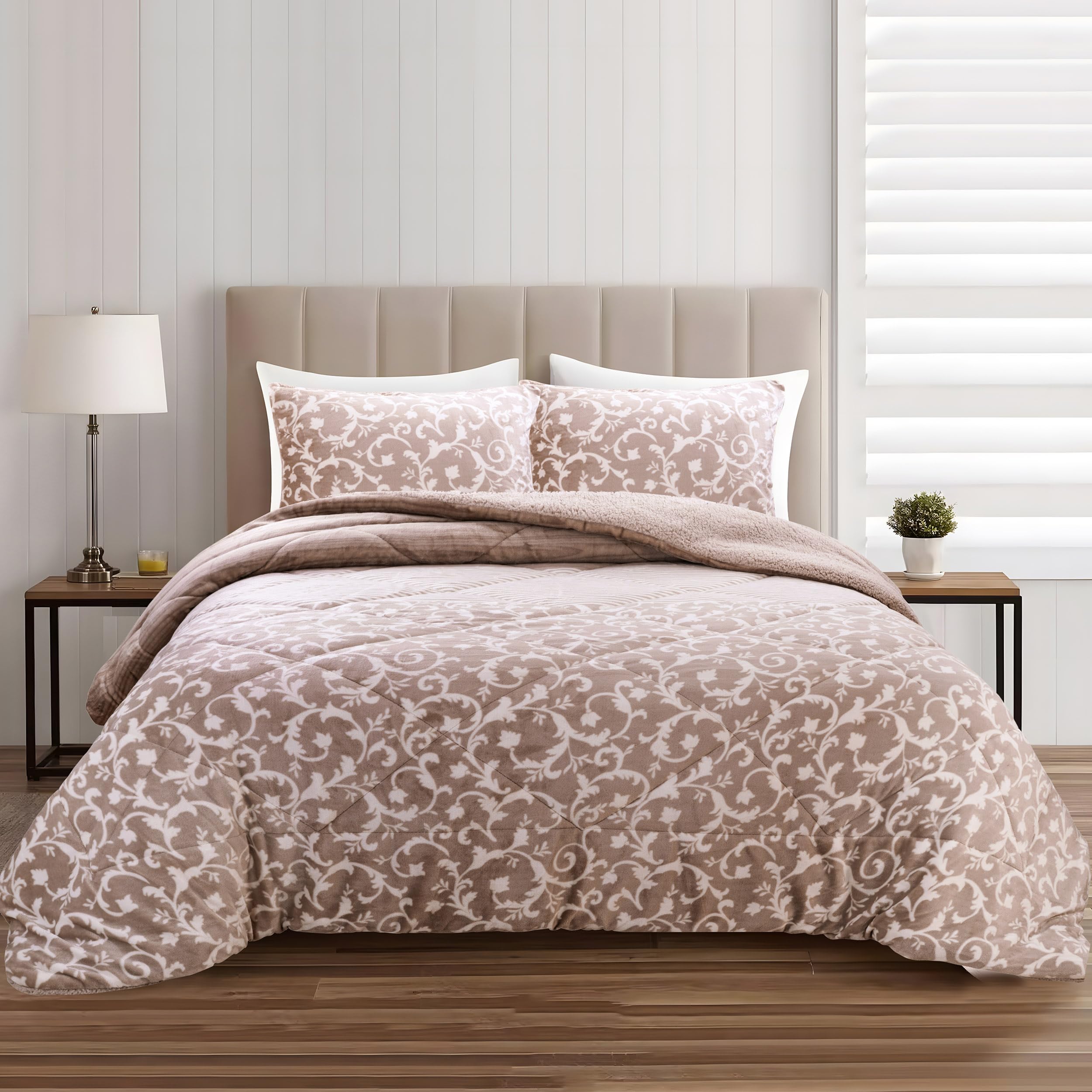 HOMEYA - Edredón Borrego con Estampado 180 x 260 cm para Cama Individual - Edredón Nódico Invierno Cálido y Suave con Relleno de Micro Fibra Poliéster, Edredón Reversible Franle y Sherpa