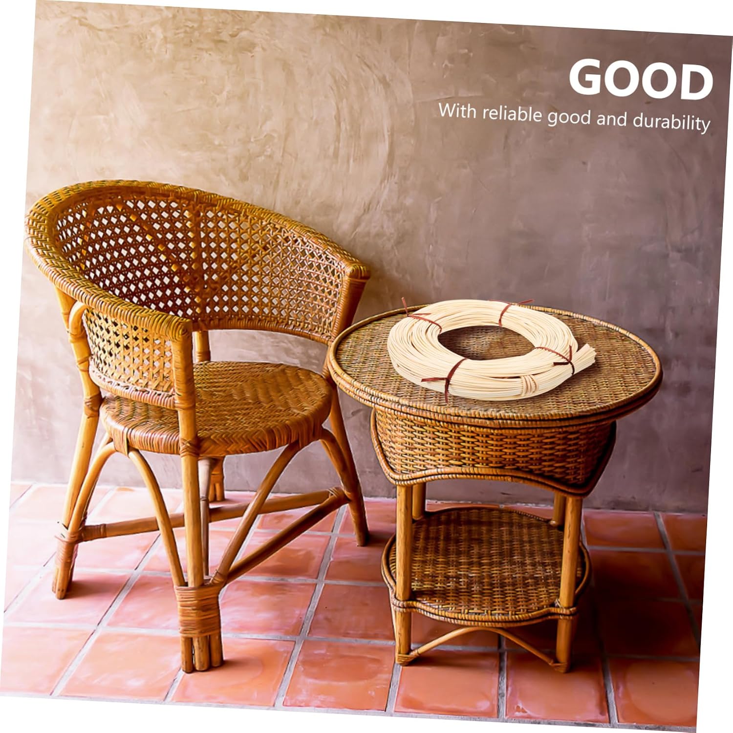 ULDIGI 1Roll Natural Rattan Weaving Material for DIY Furniture Repair Durable Wicker Thickness for Chair Restoration and Craft Projects