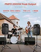 Vista 2 de VEVOR Portable PA System, 2000W (PMPO) Powered, Sound System Set with 3 Channel Mixer, Dual Speakers, Wireless Bluetooth, Microphone, Compact