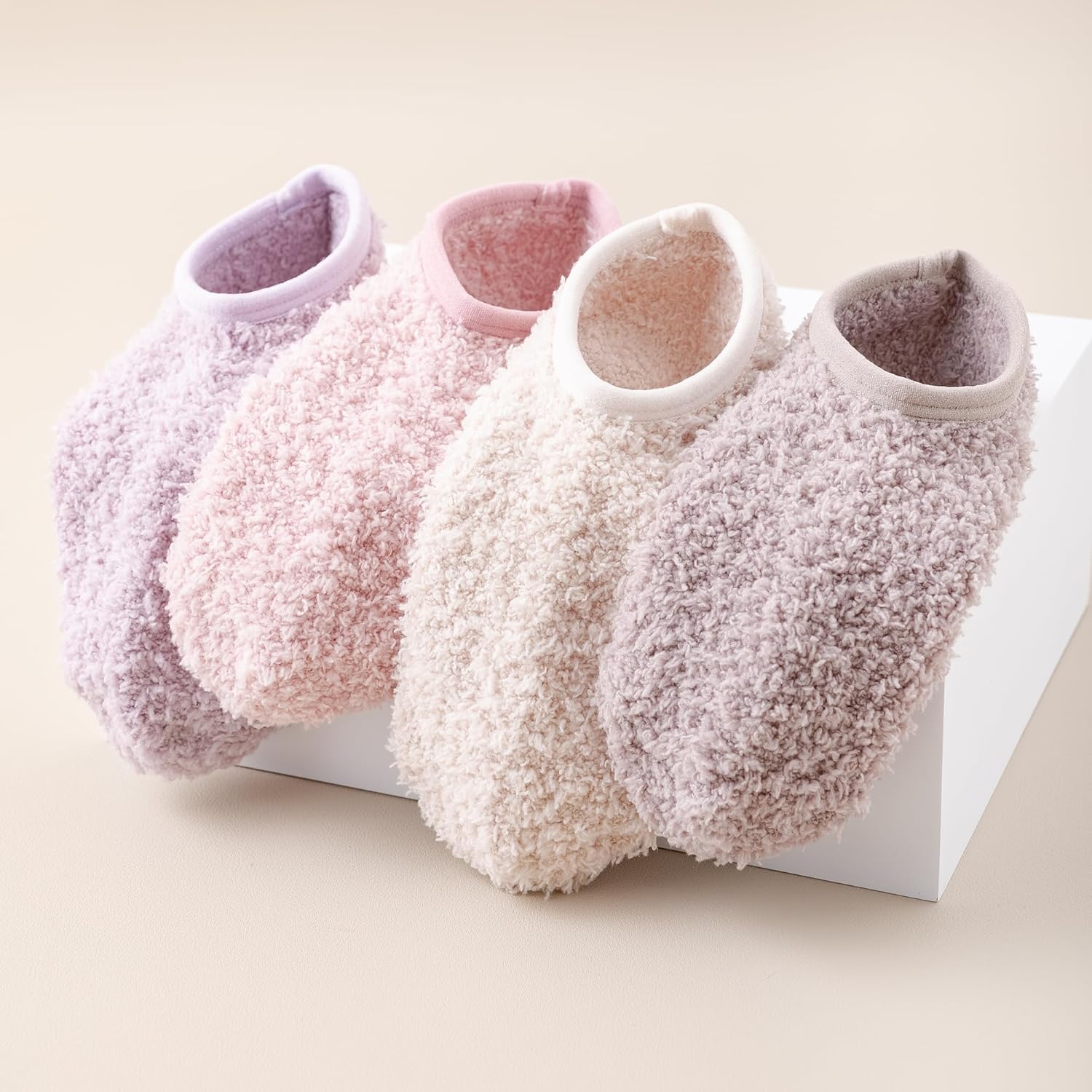 jeuhut Fuzzy Socks with Grips for Women 6 Pairs Non Slip Grippy Footies Slipper Socks for House and Hospital - Image 8