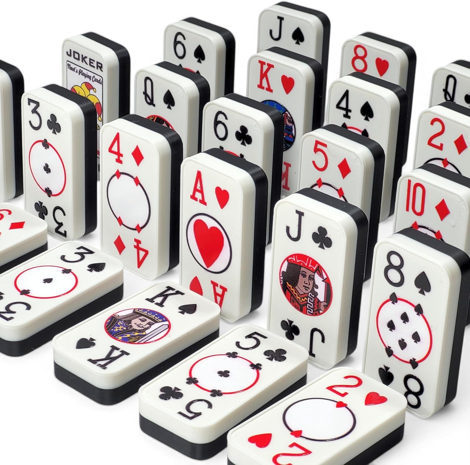 Poker Dominoes - Cardian Brand Domino Playing Cards - Standard 52 Poker Card Faces w/2 Jokers, Two-Tone Back - Made in USA (Black)