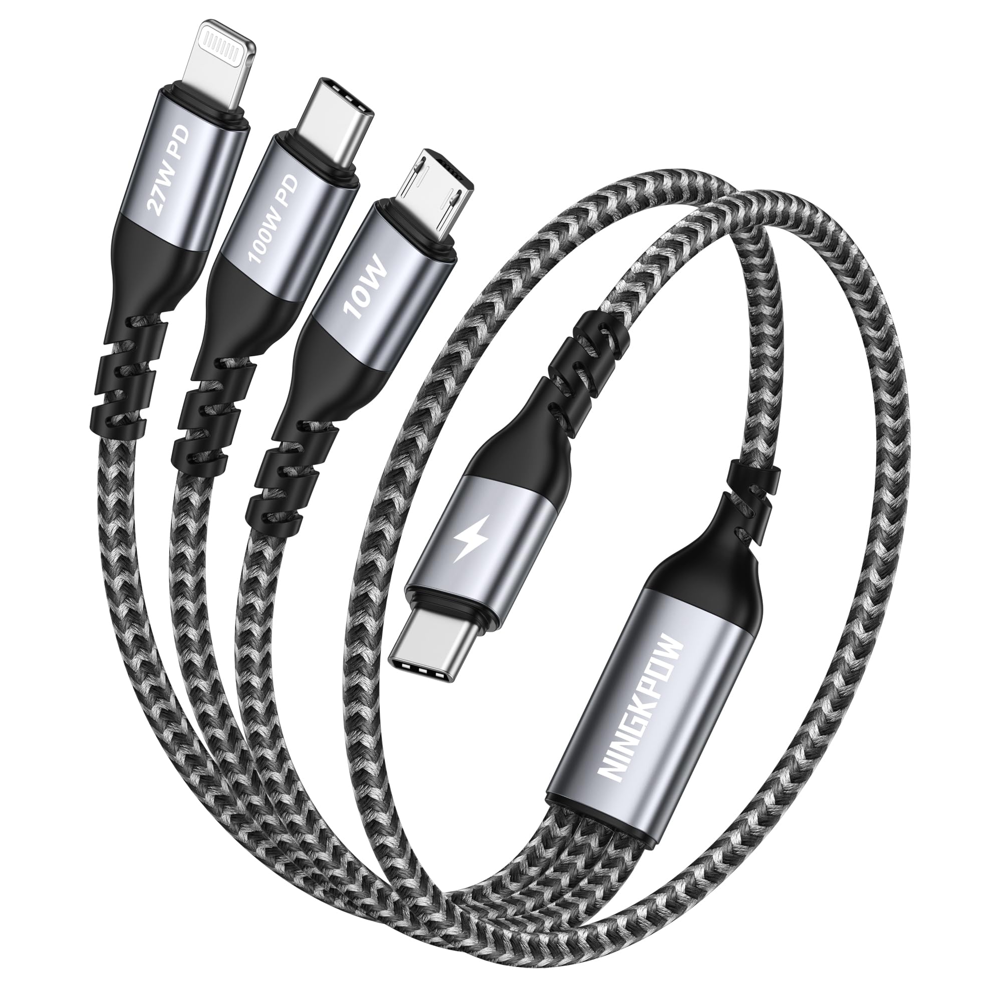 Amazon.co.jp: 【100W】NINGKPOW 3in1 充電ケーブル 短い 50CM マルチ