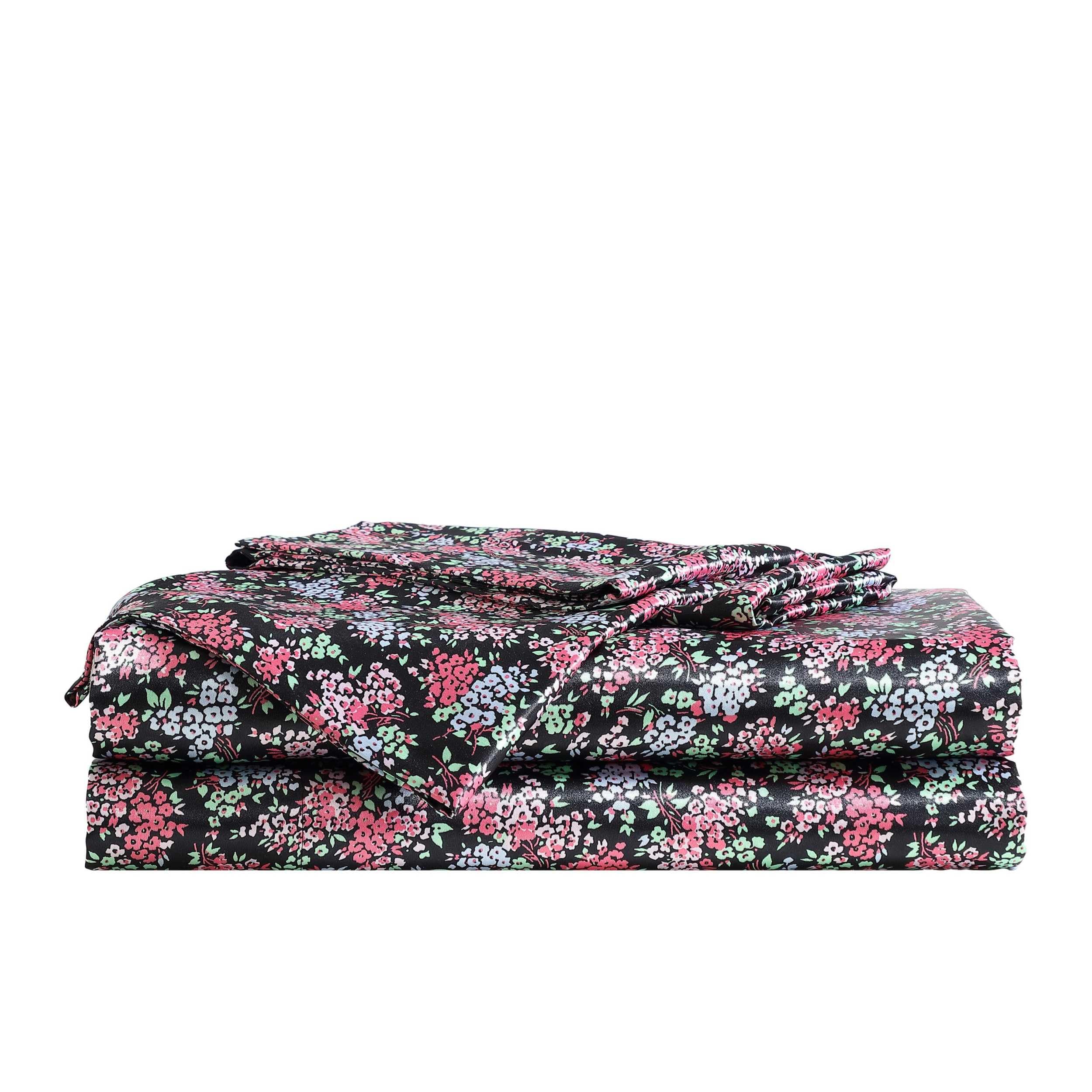 Betsey Johnson Lenzuola King Size In Raso Di Poliestere, Stampa Floreale Vintage Rosa, Set Lussuoso Con Lenzuolo Con Angoli E Federe - 3