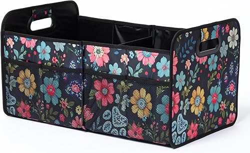 Miniatura 2 de Paws - Organizador plegable para maletero de automóvil con asas, base antideslizante, bolsa de viaje para SUV y camión (diseño floral de pawscape)