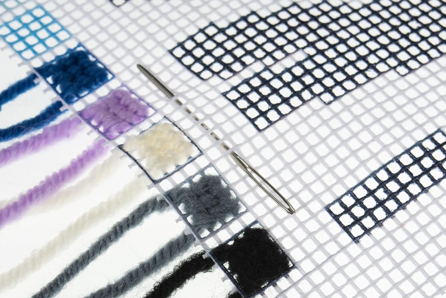 Trimits Half Stitch Cross Stitch Cushion Kit, Cushion Back Included, Pre Printed Canvas, Yarn and Needle Included 40 x 40cm (15.75 x 15.75in), Zebra