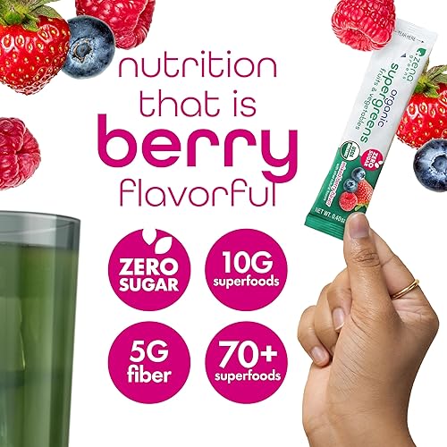 Miniatura 4 de Zena Nutrition Polvo orgánico Super Greens, más de 70 superalimentos, 0 azúcar, fibra 5G, espirulina, clorella, antioxidantes,