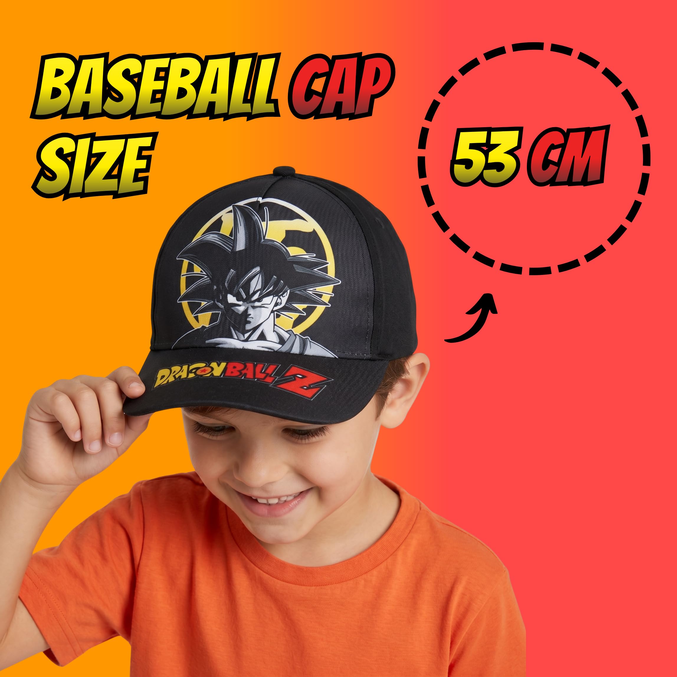 Dragon Ball Z Gorro para Niños, Diseño Goku Gorra de Beisbol, Gorra de Verano Infantil, Regalo para Niños | Negro