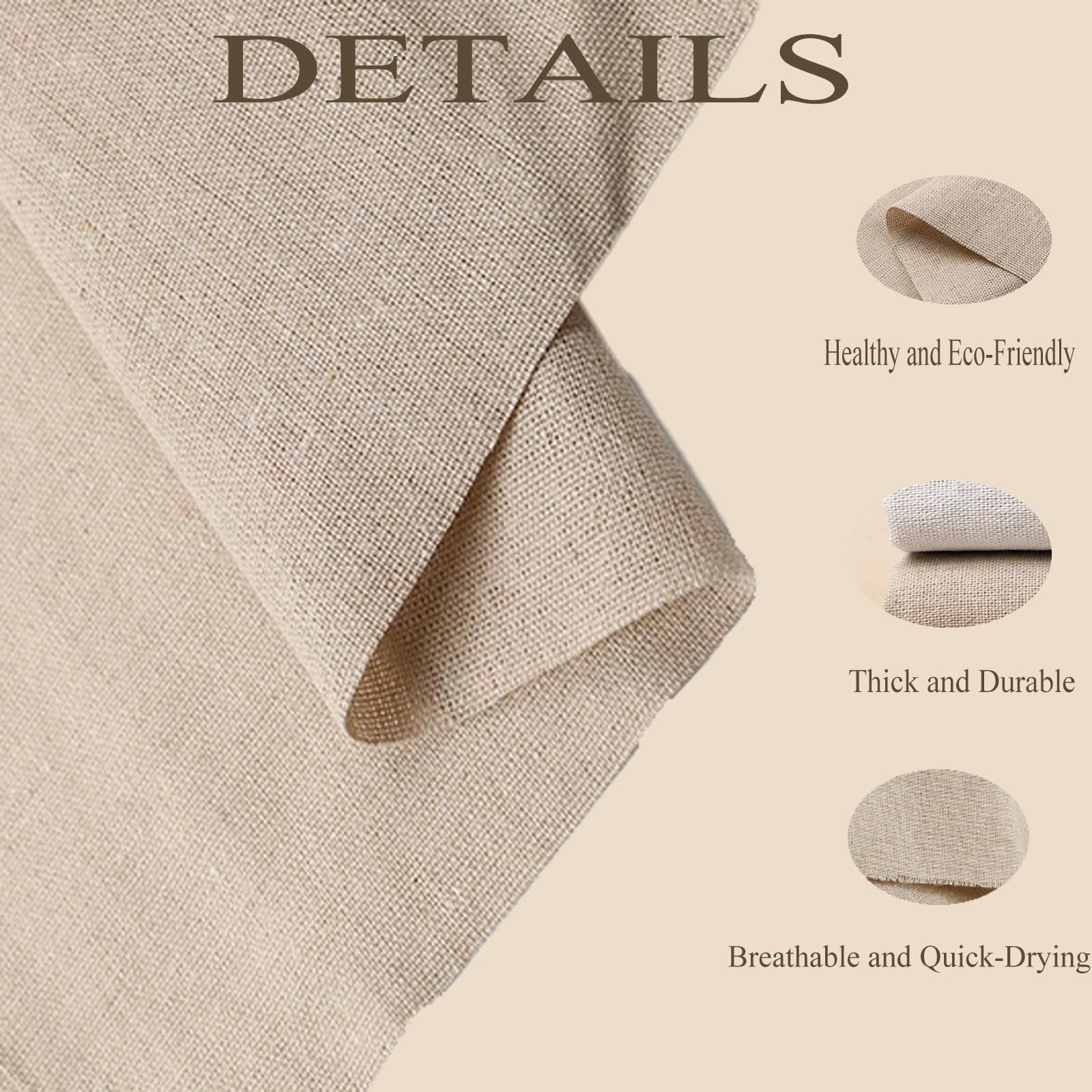 Tissu en lin au mètre - Tissu d'ameublement - Beige - Tissu