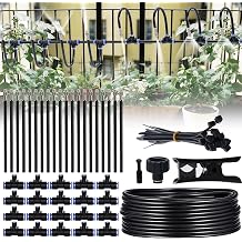 360  Adjustable Drip Irrigation System - 66FT Garden Watering System with Nozzles, Garden Irrigation Kit, Misting System for Yard, Lawn, Plants, 8mm Spray Hose