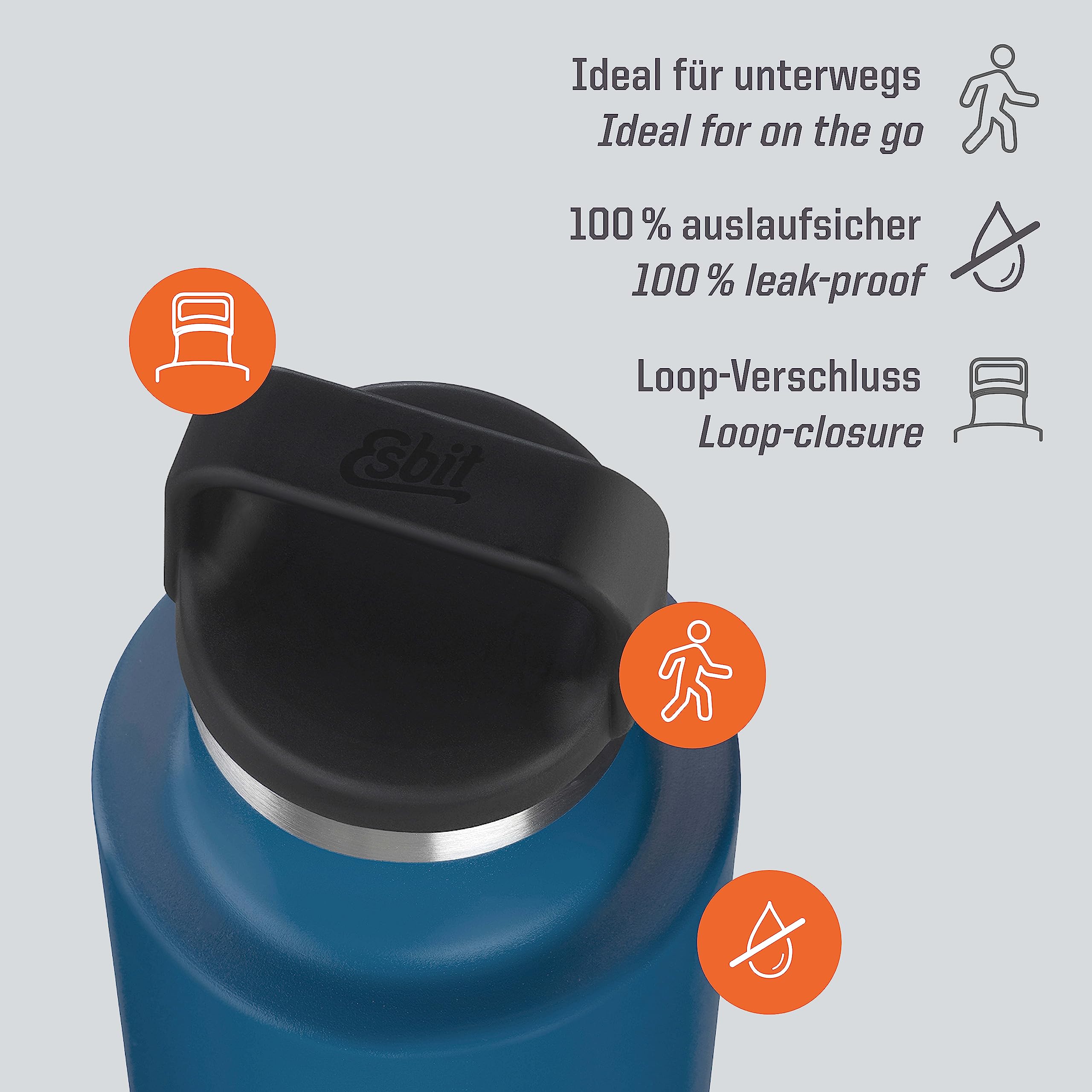 Esbit Sculptor Trinkflasche – Edelstahl, 750/1000 Ml, Mit Loop-Verschluss | BPA-frei