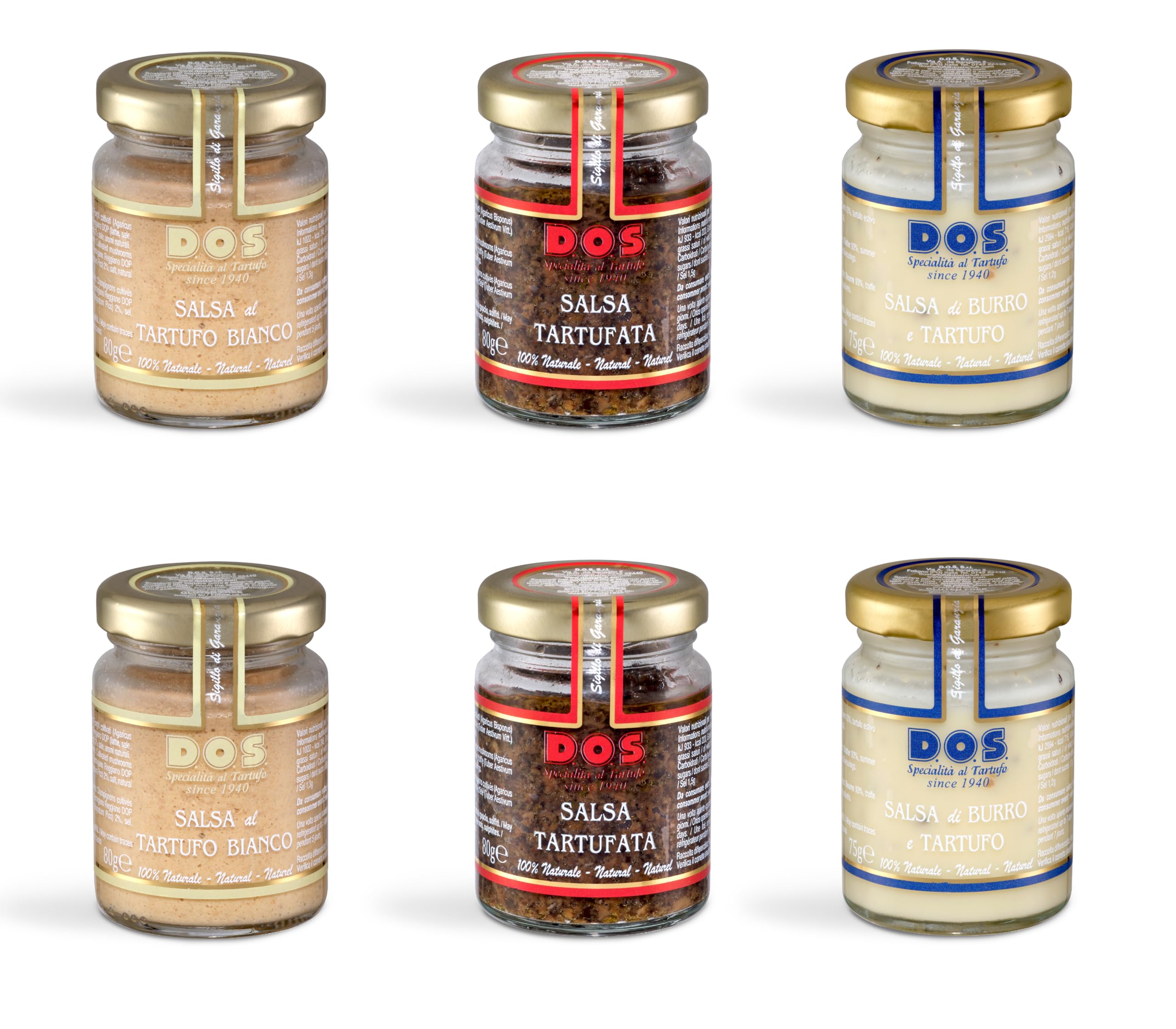 DOS Tartufi - Mélange de Sauces aux Truffes Artisanales | Sans Conservateurs ni Colorants | Made in Italy, 80g (Lot de 6)
