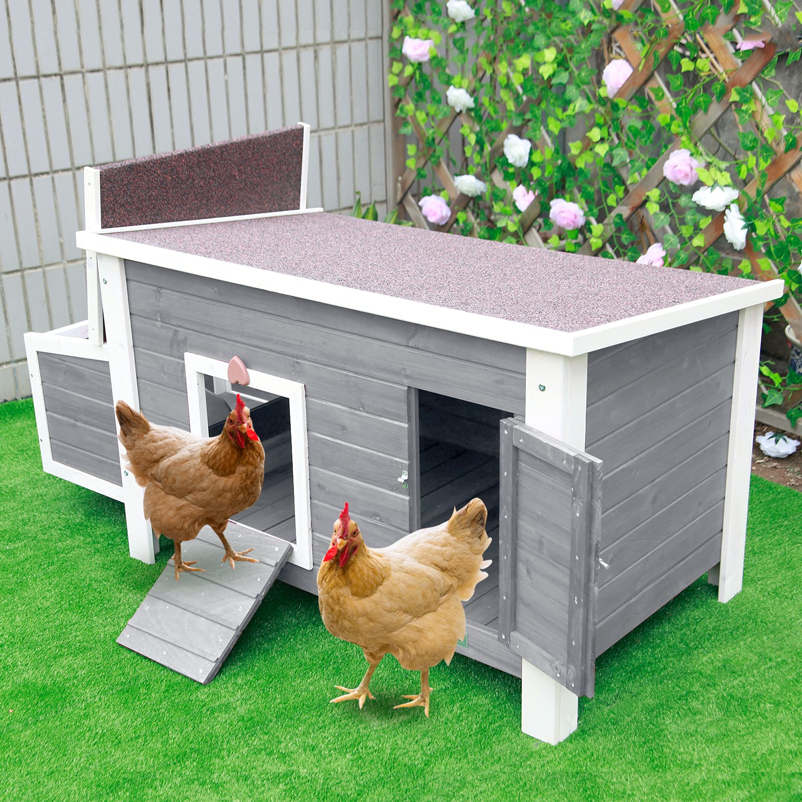 Petsfit Weatherproof Outdoor Chicken Coop with Nesting Box, Outdoor Hen