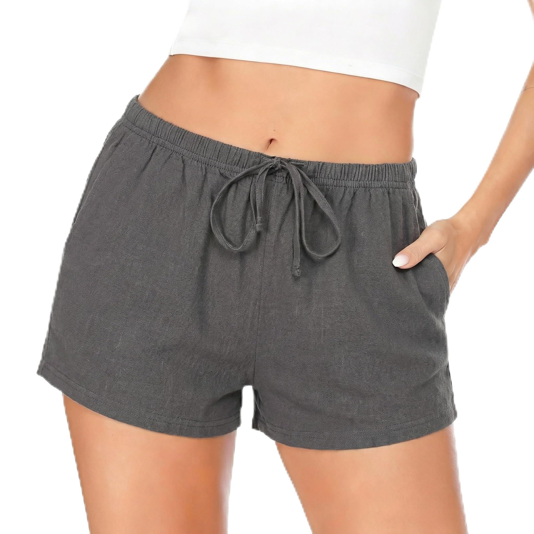 Ekouaer Women Pajama Shorts Comfy Lounge Bottom with Pockets Stretch Strip Sleepwear Drawstring Pj Bottoms Sleep Shorts