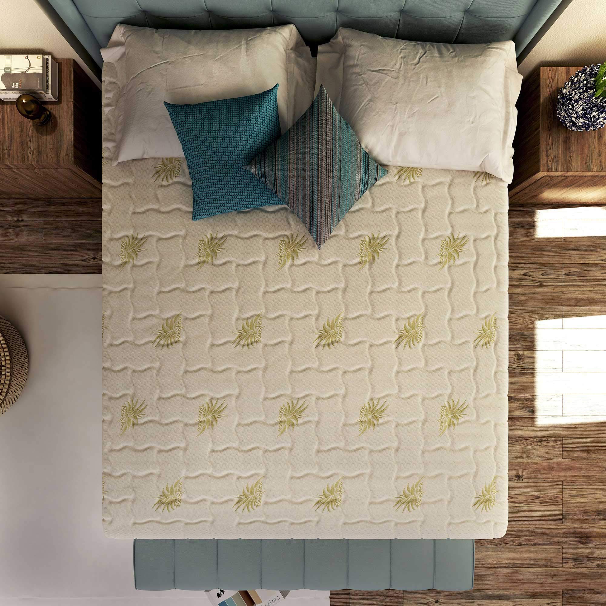 Baldiflex Materac z pianki memory, antyodleżynowy, ergonomicznie ukształtowany, antybakteryjny, odporny na rozdarcia, oddychający, zdejmowany pokrowiec 90 x 200 cm Aloe Vera