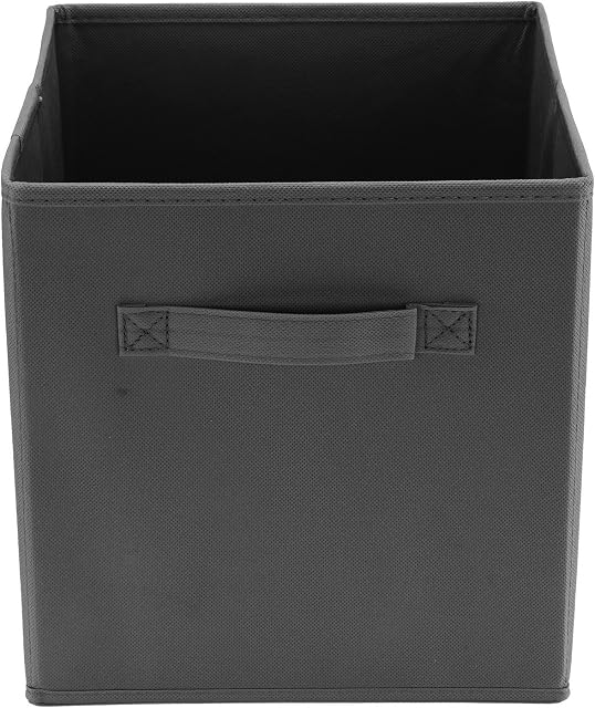 WINSOME Multipurpose Fabric Folding Storage Box with Handles - Clothes Storage Boxes for Bedroom Underbed Storage Bags (Grey, 30cm cube)