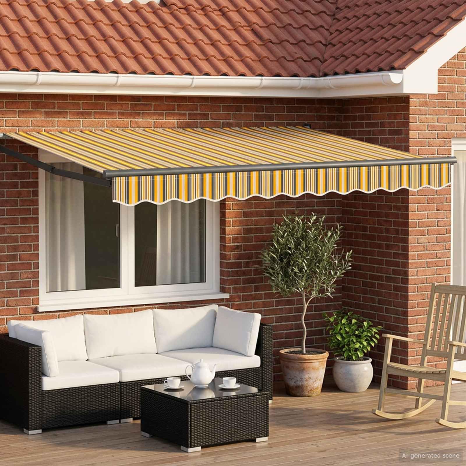 vidaXL Elektrische ausziehbare Markise 3,5 x 2,5 m, Moderner Elektro-Markisen, Außenbeschattung mit Fernbedienung, Aluminiumdach, umweltfreundlicher Sonnenschutz