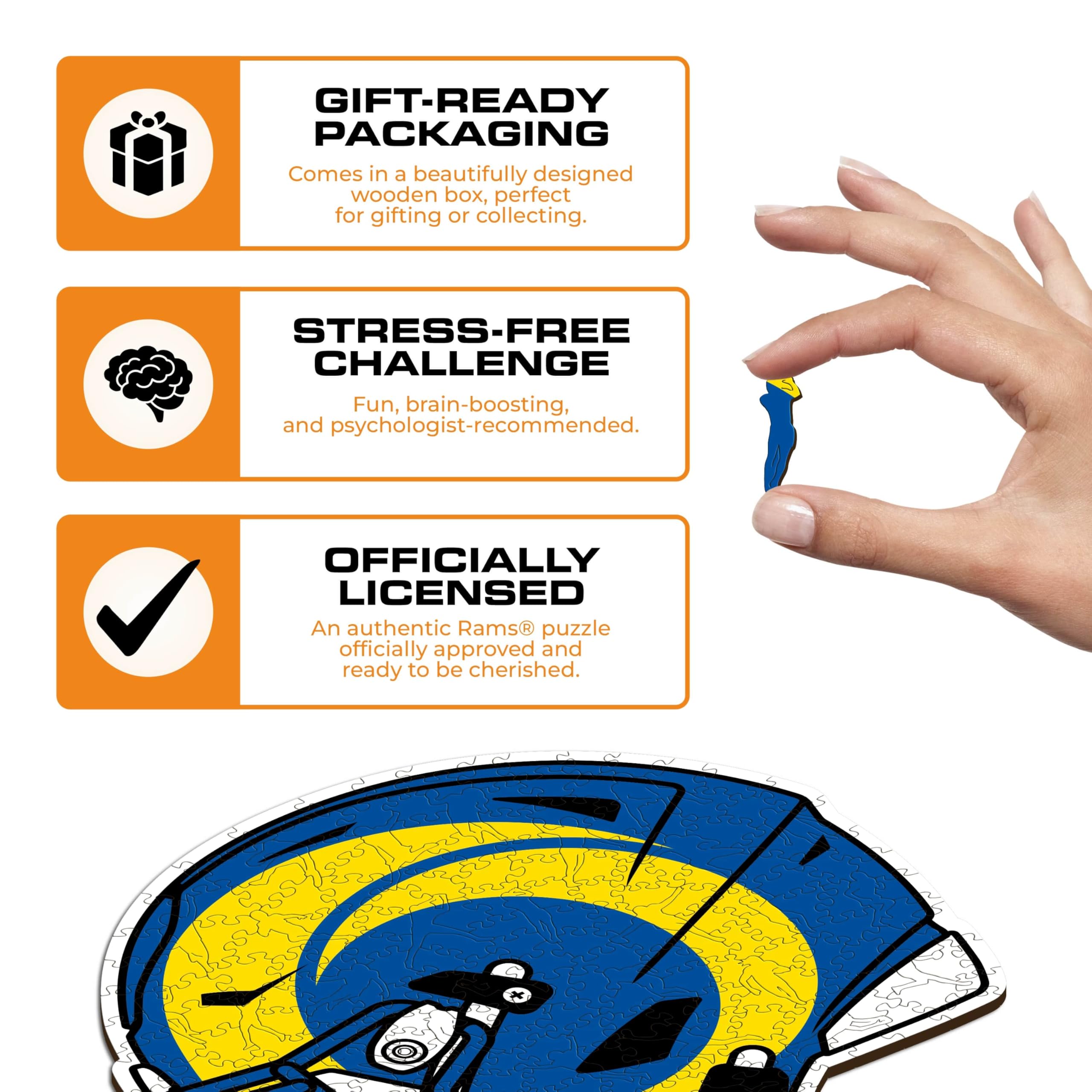 Iconic Puzzles -Oficjalnie licencjonowane 100% zrównoważone drewniane puzzle, Los Angeles Rams, M, 270 sztuk