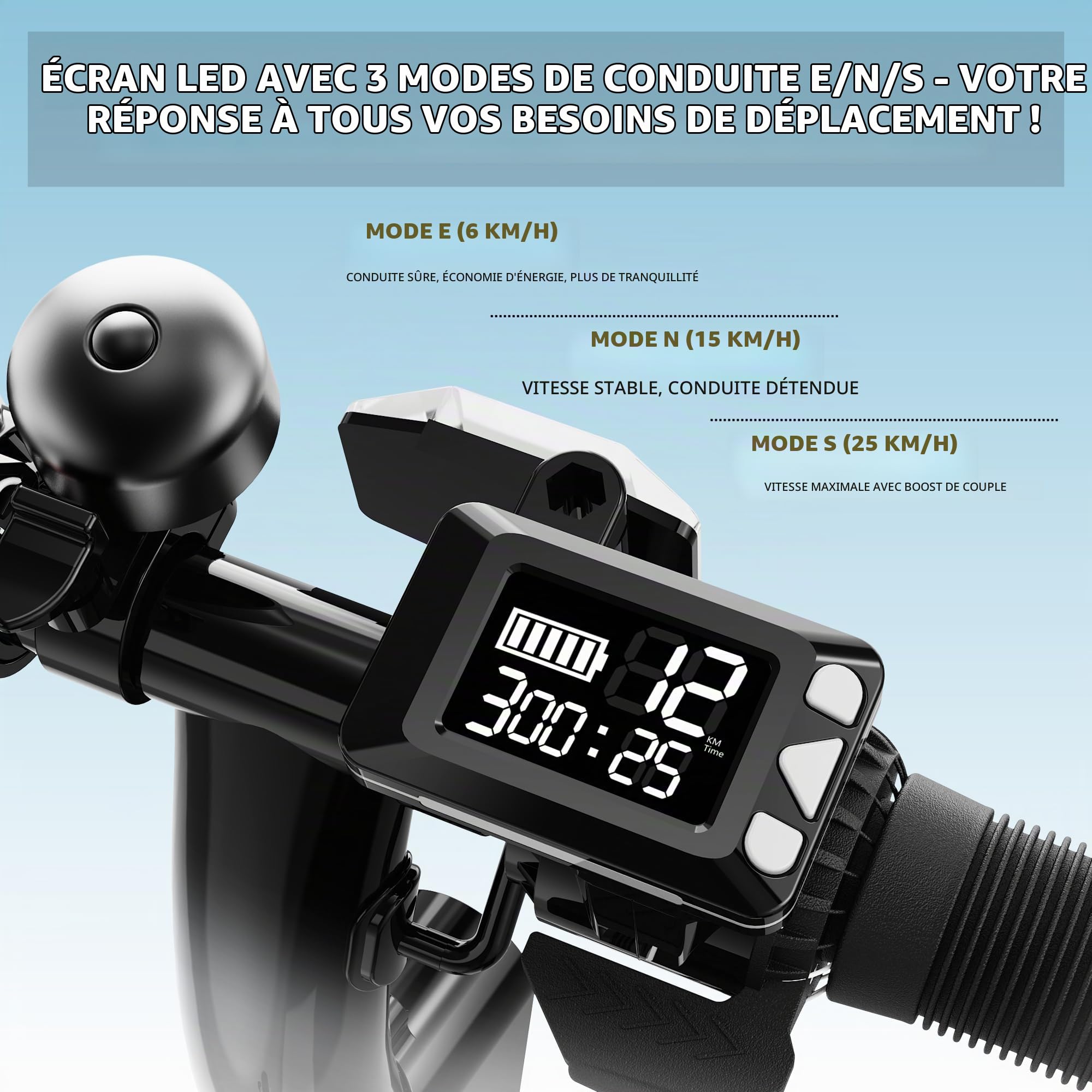 QnQ Trottinette électrique, 2026 Trottinette Pliable 8", Moteur 500W/25KM/H Autonomie 15KM, pneus en nid d'abeille increvables, est Un pour Les Enfants et Les Adolescents.