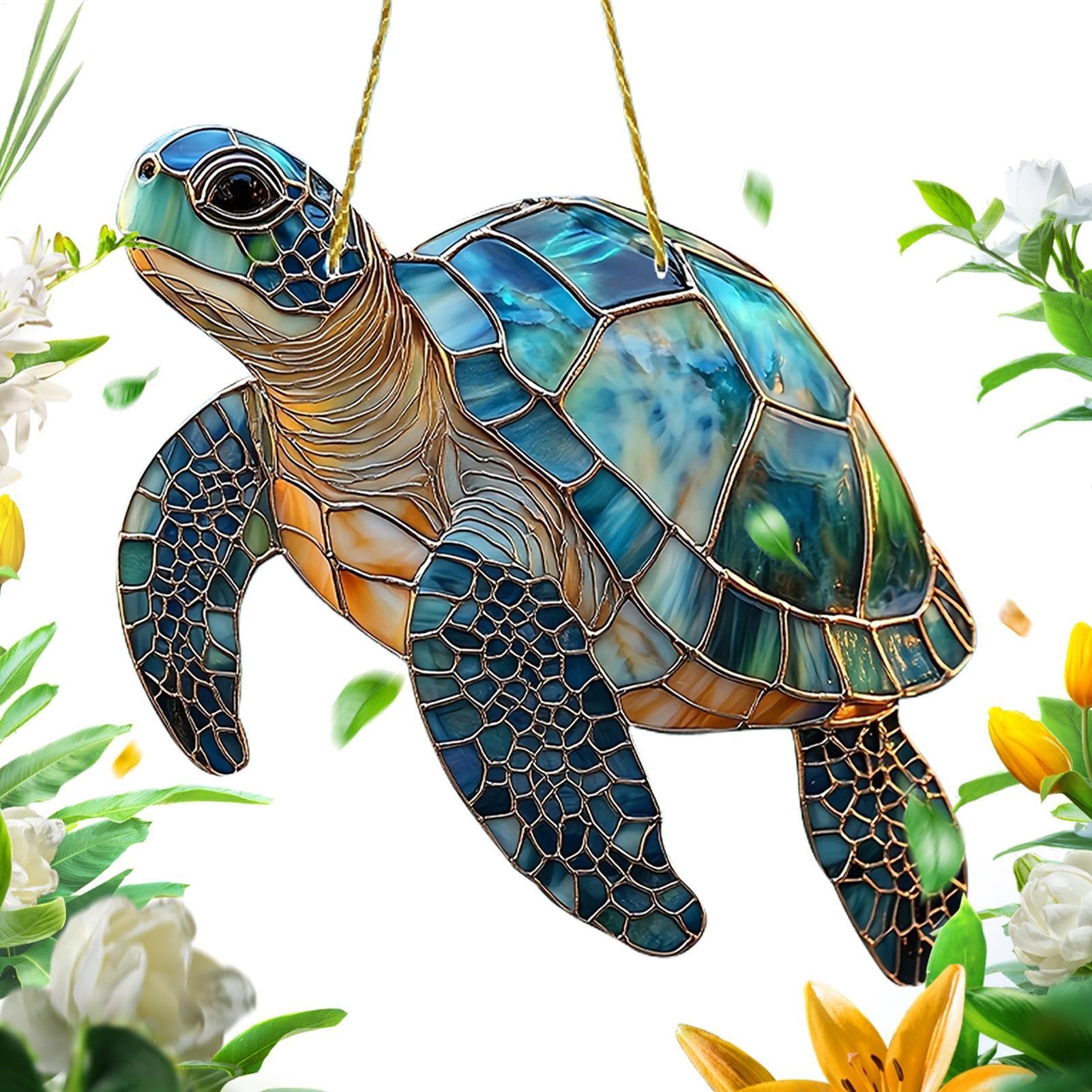 Sherum Spirit Birds, Acrylic Painted Bird Sun Catcher Light Door Window Hanging, Hummingbird Turtle Butterfly Feathers Suncatchers for Window Hanging, Christmas Decoration for Window, Patio, Balcony