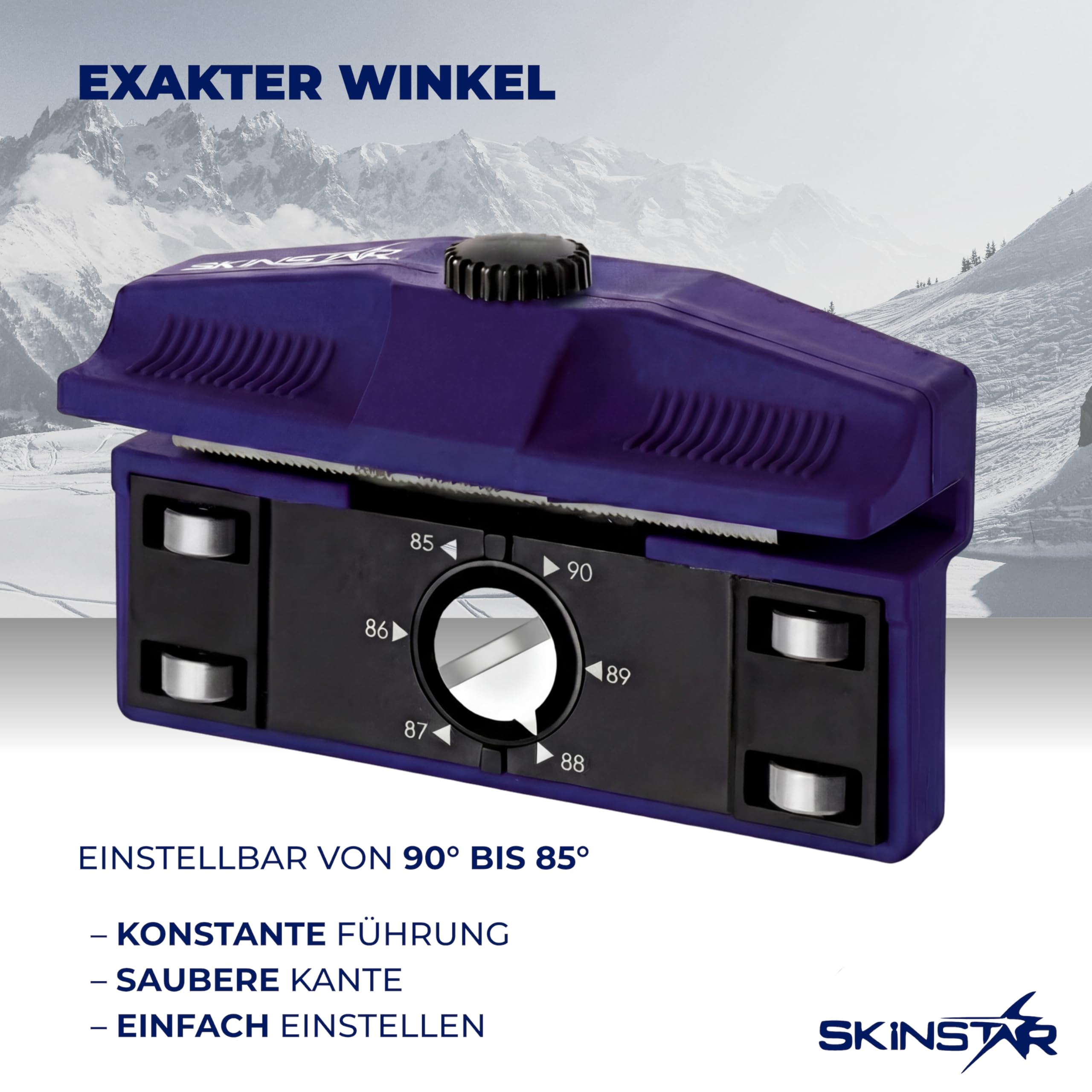 SkinStar Ergo Sharp Profi Edger Kantenschleifer 90-85 | Seitenkantenschleifer Ski & Snowboard | Diamantfeilen Set 4X 240/360/500/1000 | inkl. WC Feile 80mm + Schleifgummi | Made in Italy