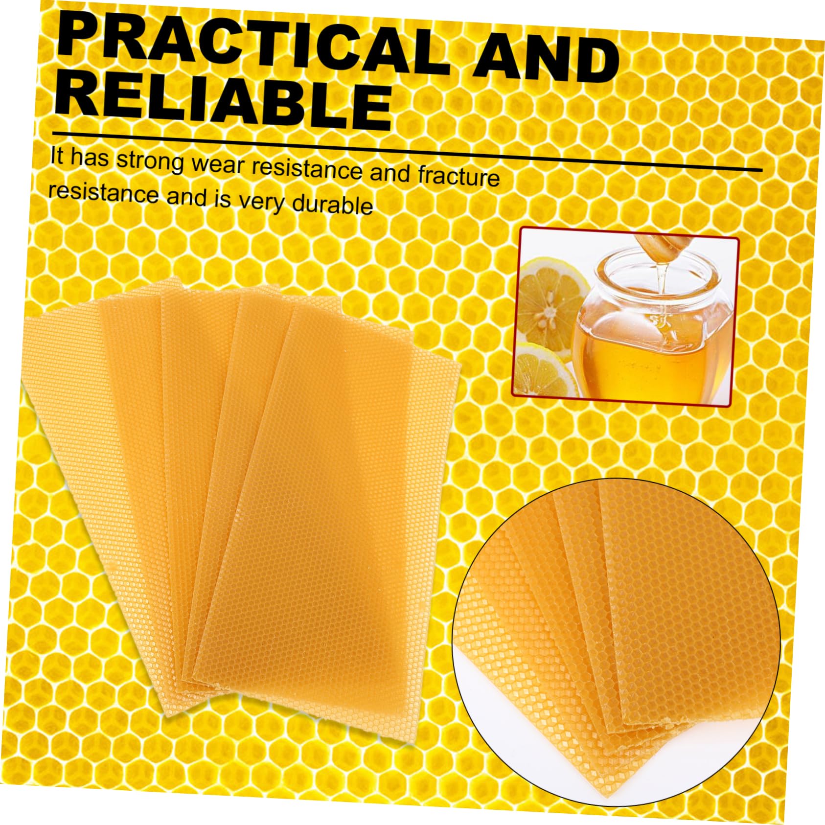 Láminas Base para Colmenas de Abeja 30 Piezas, Cera de Abeja | Amarillo, Forma Simple, Resistencia al Desgaste, para Construcción del Panal y Base de Colmena