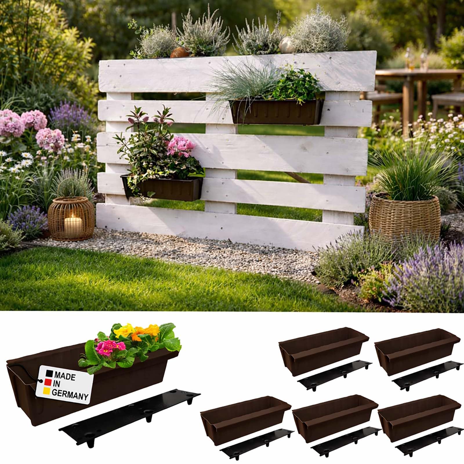 BURI Euro-Paletten Blumenkästen-Einsätze Produktions-Set mit Bewässerungsmatte