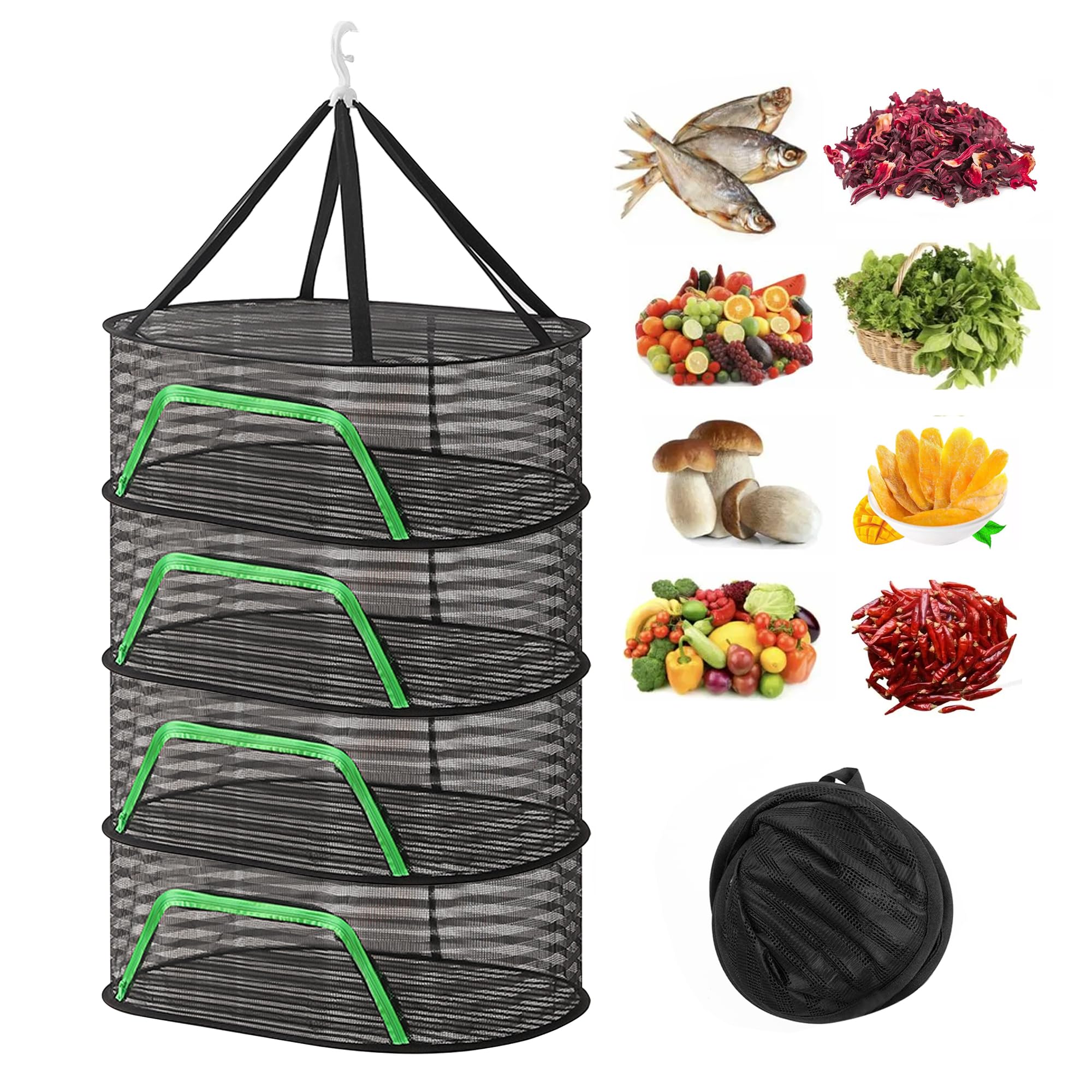 Filet De Séchage Herbes 3 Étages - 60x40x60 Cm, Avec Fermetures Éclair, Pour Hydroponie, Légumes, Vêtements