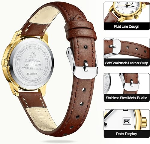 Miniatura 3 de LN LENQIN Ladies Watches Analog Quartz Watch for Women Waterproof Women's Wrist Watches Easy Reader Womens Watch with Leather Strap
