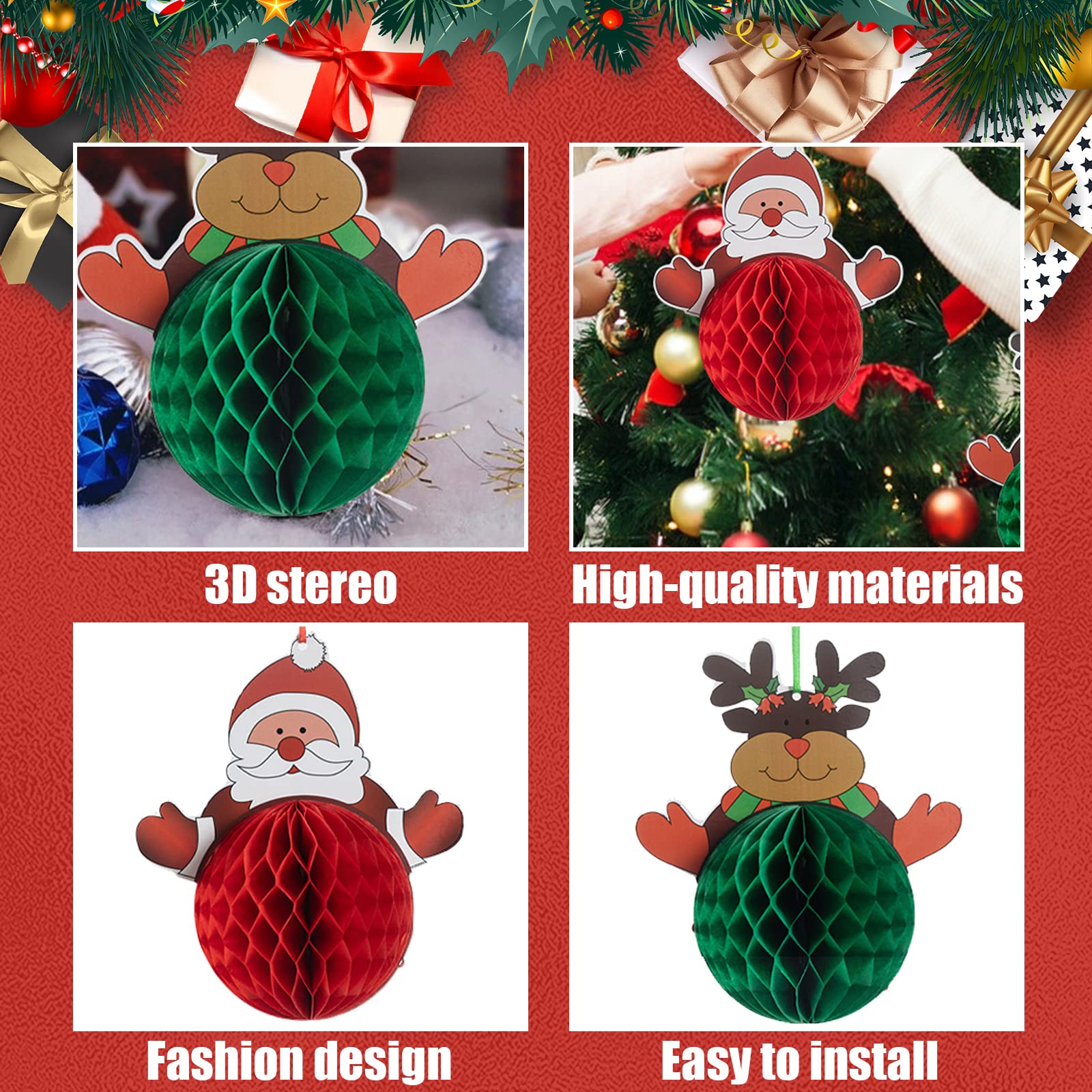 Amazon.co.jp: クリスマス ハニカムボール 3個セット サンタクロース