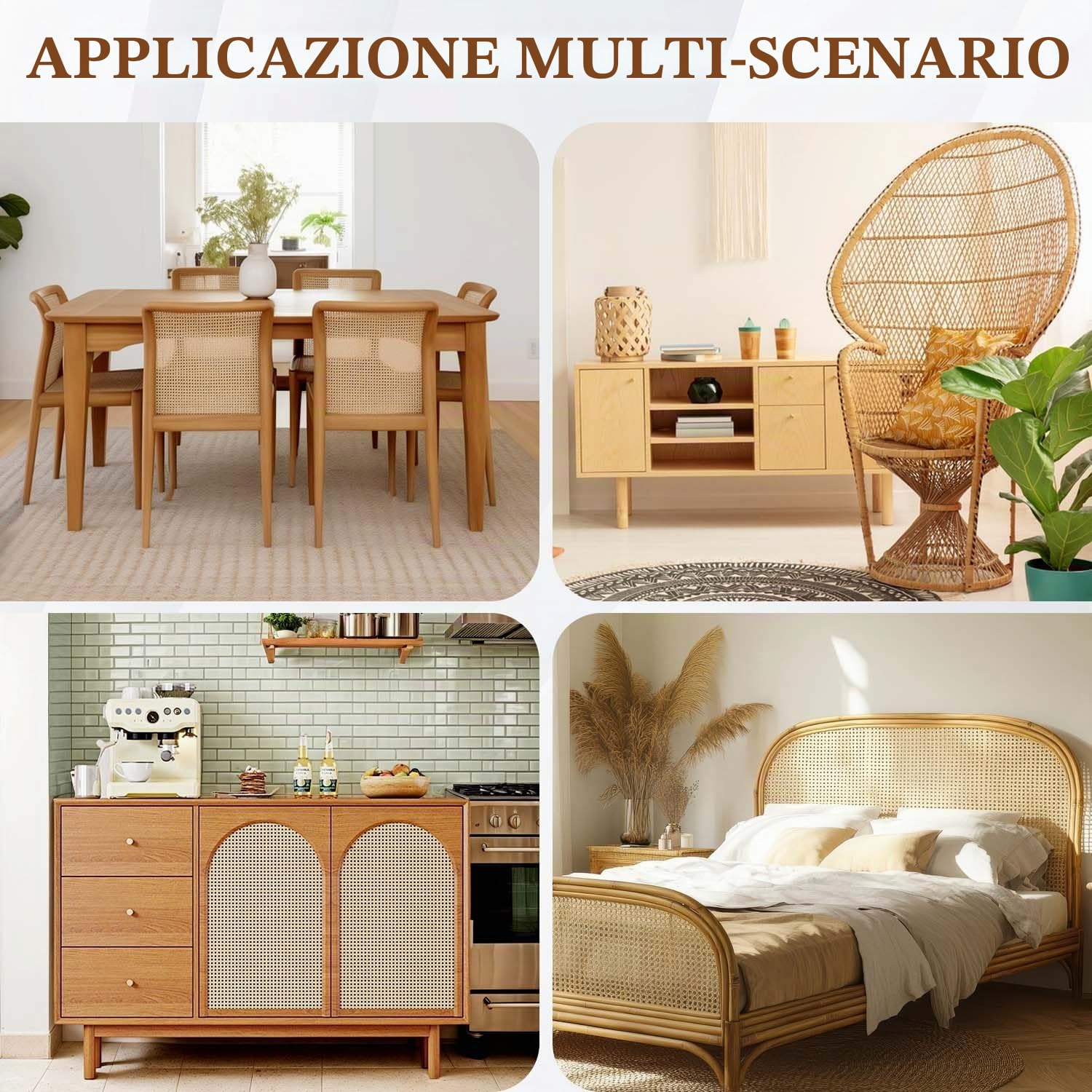Rattan rotolo, 40 x 100 cm, midollino per sedie paglia di vienna per mobili, cannage rotin per sedie, armadi, bricolage, resistente all'umidità, impermeabile, fatto a mano, paglia di vienna per sedie