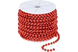 98 Feet Christmas Red Pearl Garland Beads, Exquisite and Enduring Holiday Decorations