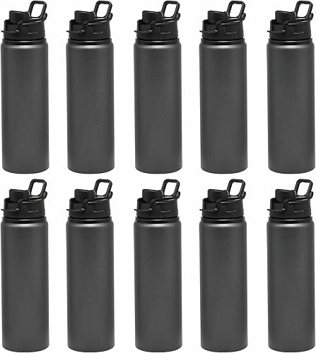 Miniatura 8 de DISCOUNT PROMOS Botellas de agua de aluminio personalizadas con tapas a presión de 25 onzas, juego de 10, paquete a granel personalizado,