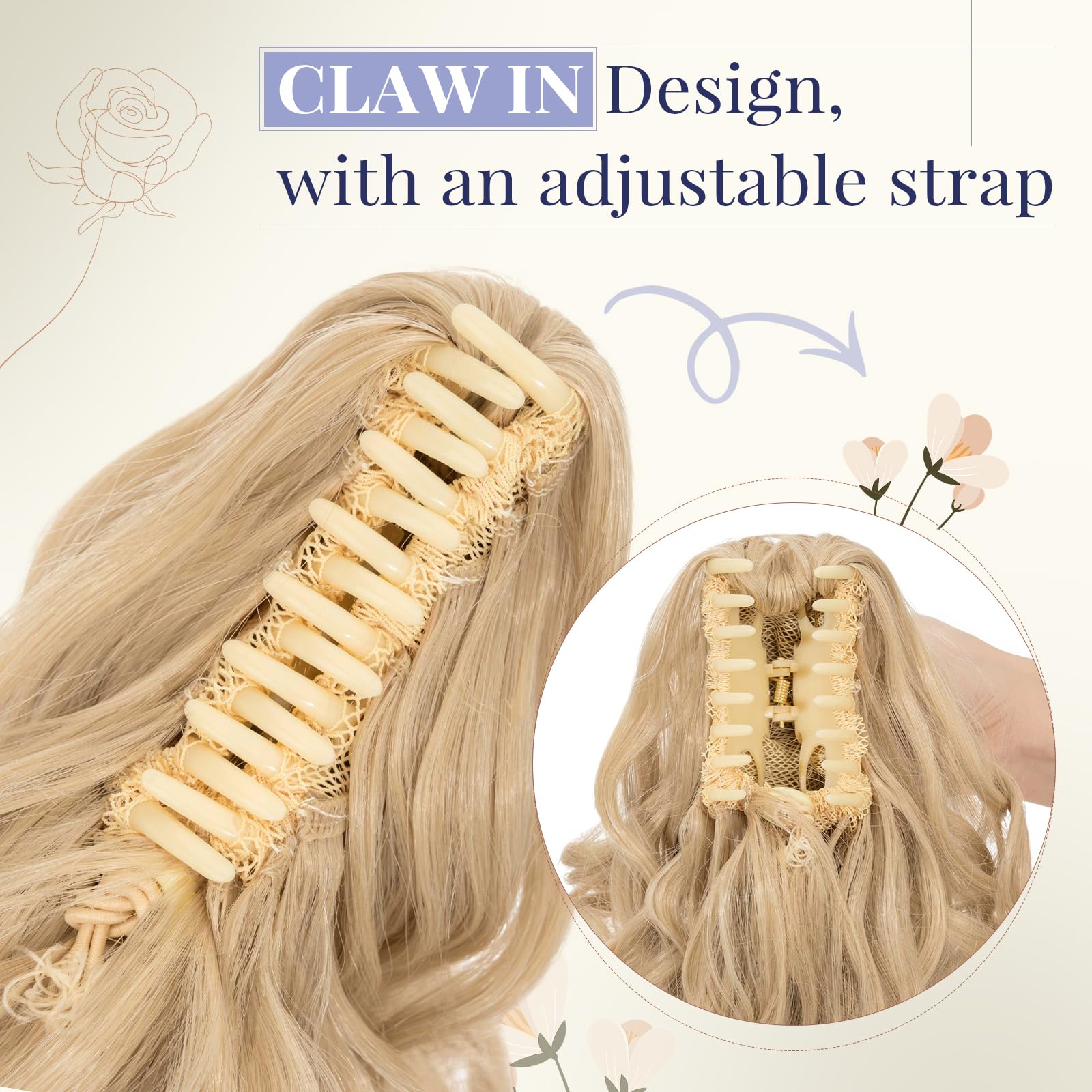 TESS Claw On Ponytail Extension Matte Material 14 Inch/37cm Curly Wavy Clip In Pony tail Synthetic Hairpiece - Image 4