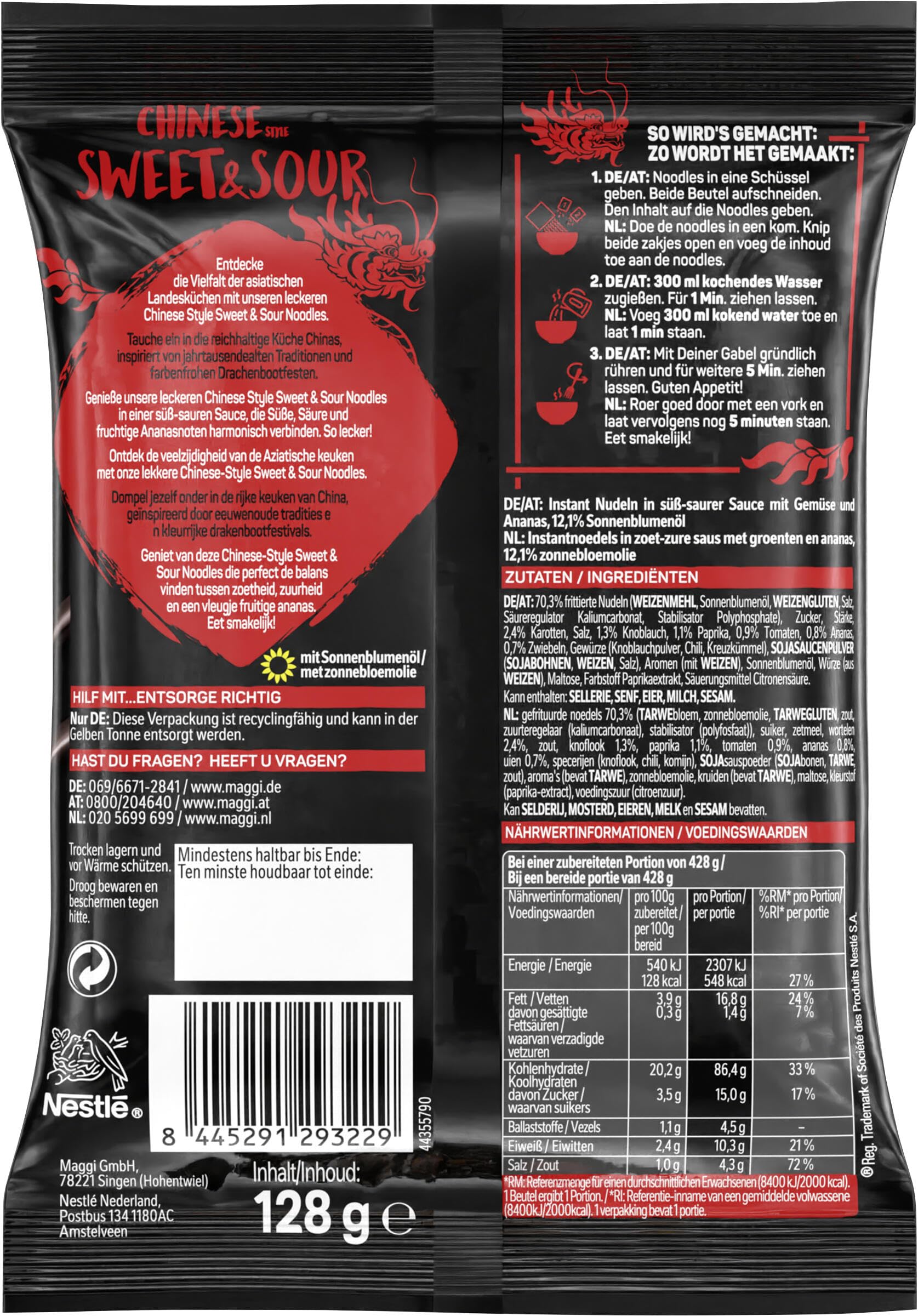 Maggi Magic Asia Noodle Sortimentsbox, leckere Fertiggerichte in 3 verschiedenen Geschmacksrichtungen, 32er Pack (32 Beutel)