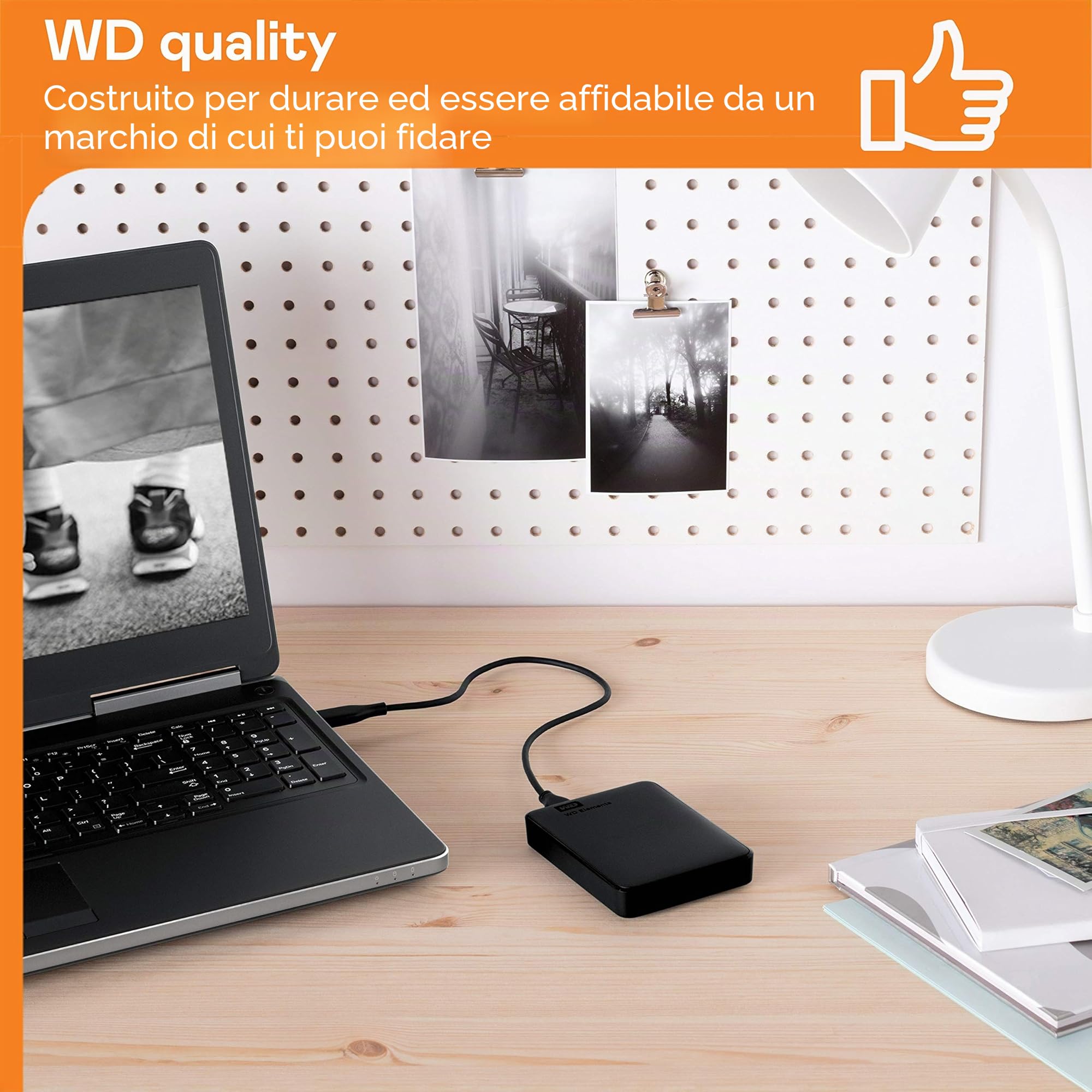 WD Elements Portable HDD Esterno 2000 GB, 3.5 Pollici, USB 3.0, Compatibilita' Mac, Nero