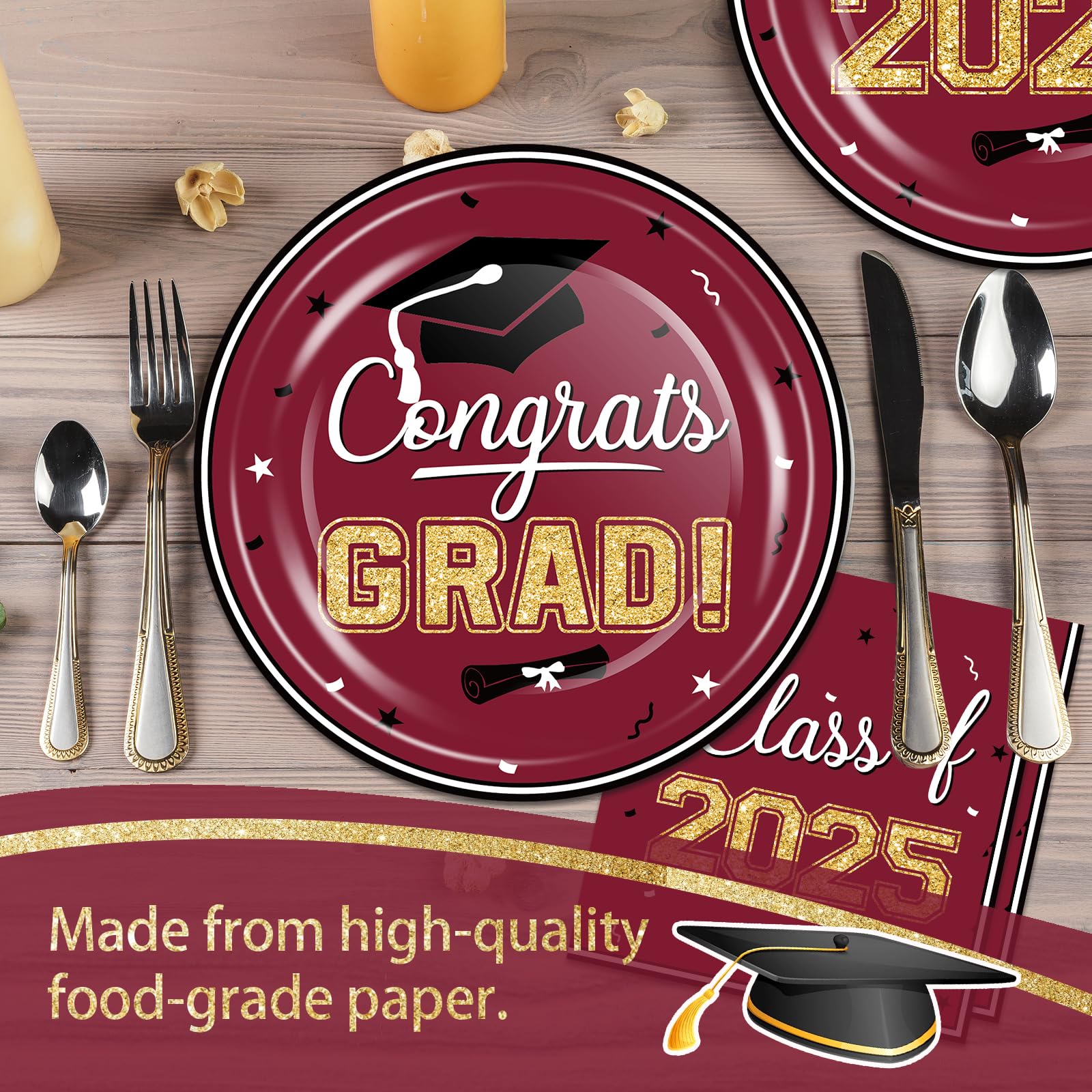 Snapklik.com : OuMuaMua 2025 Graduation Party Supplies Tableware Set ...