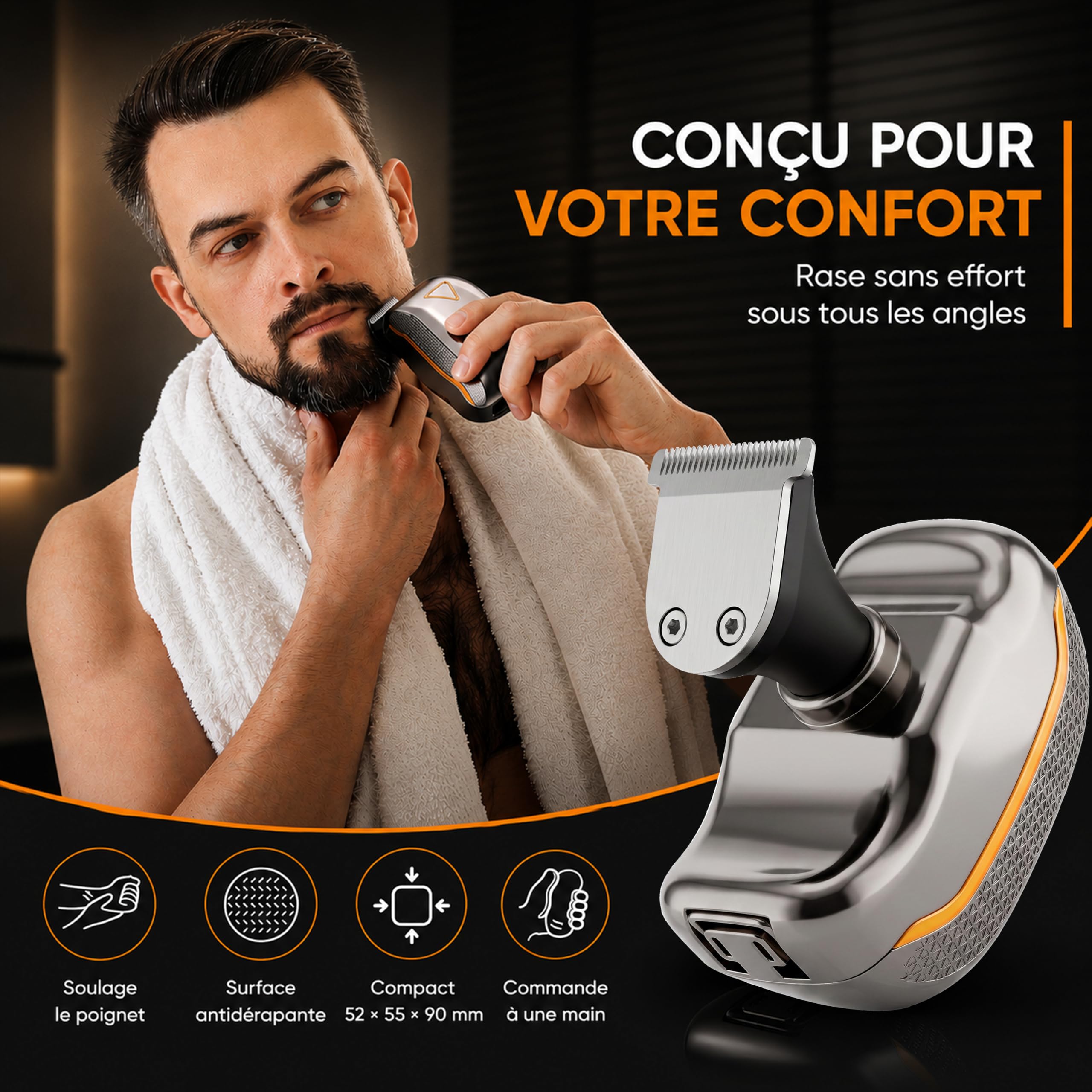 Golden Goods Rasoir Tete Chauve Homme 7D Skull Shaver Électrique Hommes Cheveux 90 mins d'autonomie Rasoir Crane Homme Chauve Étanche Wet & Dry Tondeuse Crane Chauve sans Fil avec Écran LED