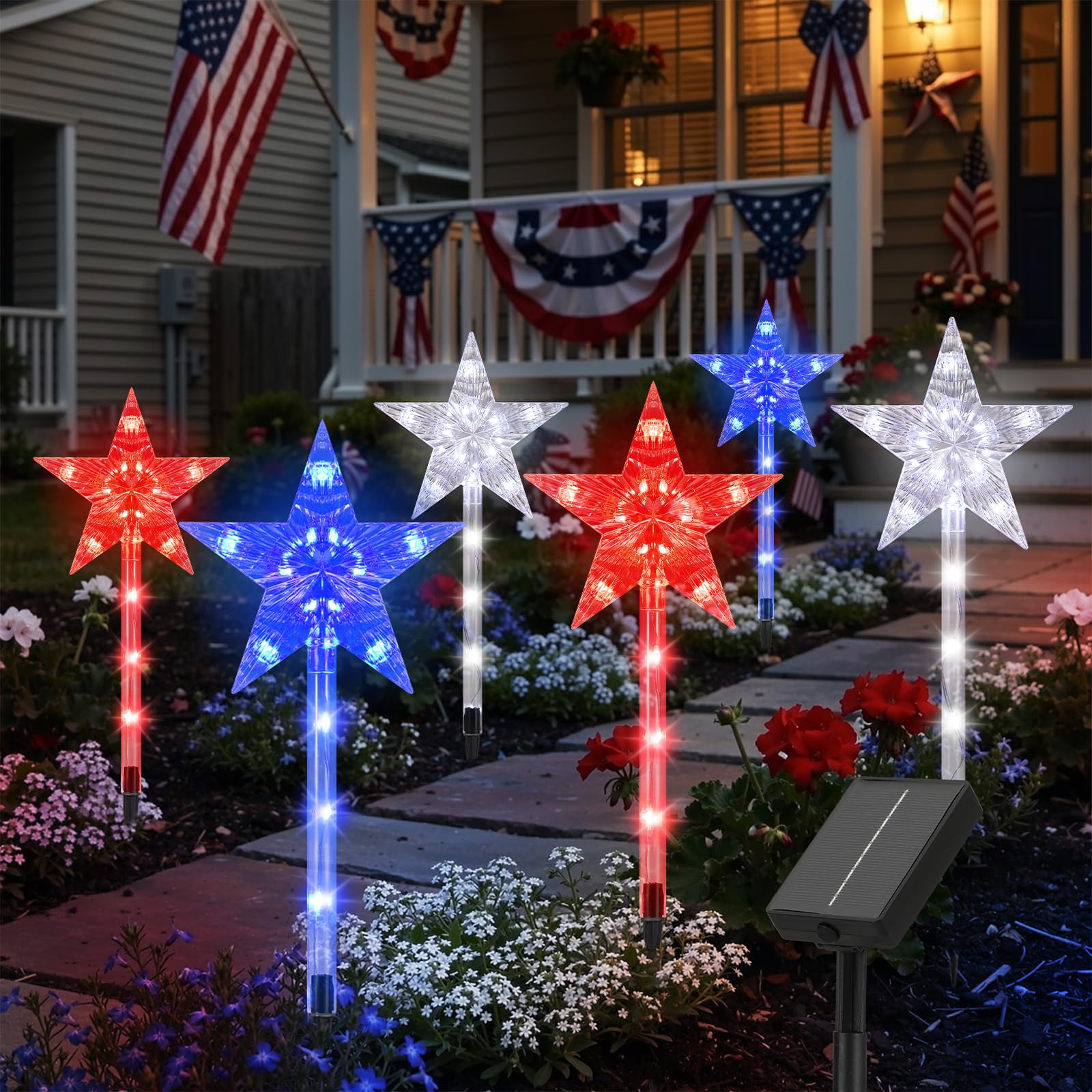 Lewondr Solar Pathway Star Lights 6-Pack