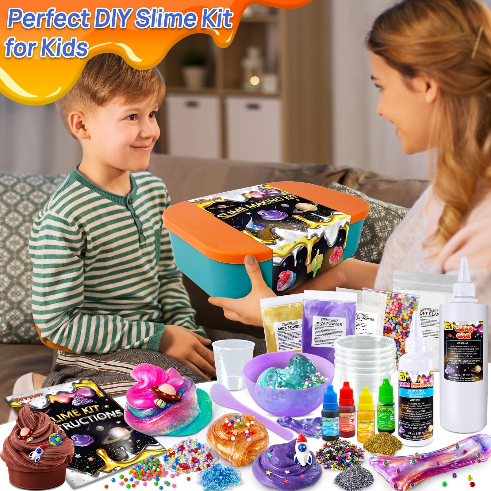 Slime para Niños Metal y Galaxy, Slime Kit Manualidades para Niñas, | con Purpurina y Brillo en la Oscuridad, Juguete para Niñas, Regalos de Cumpleaños para Niños